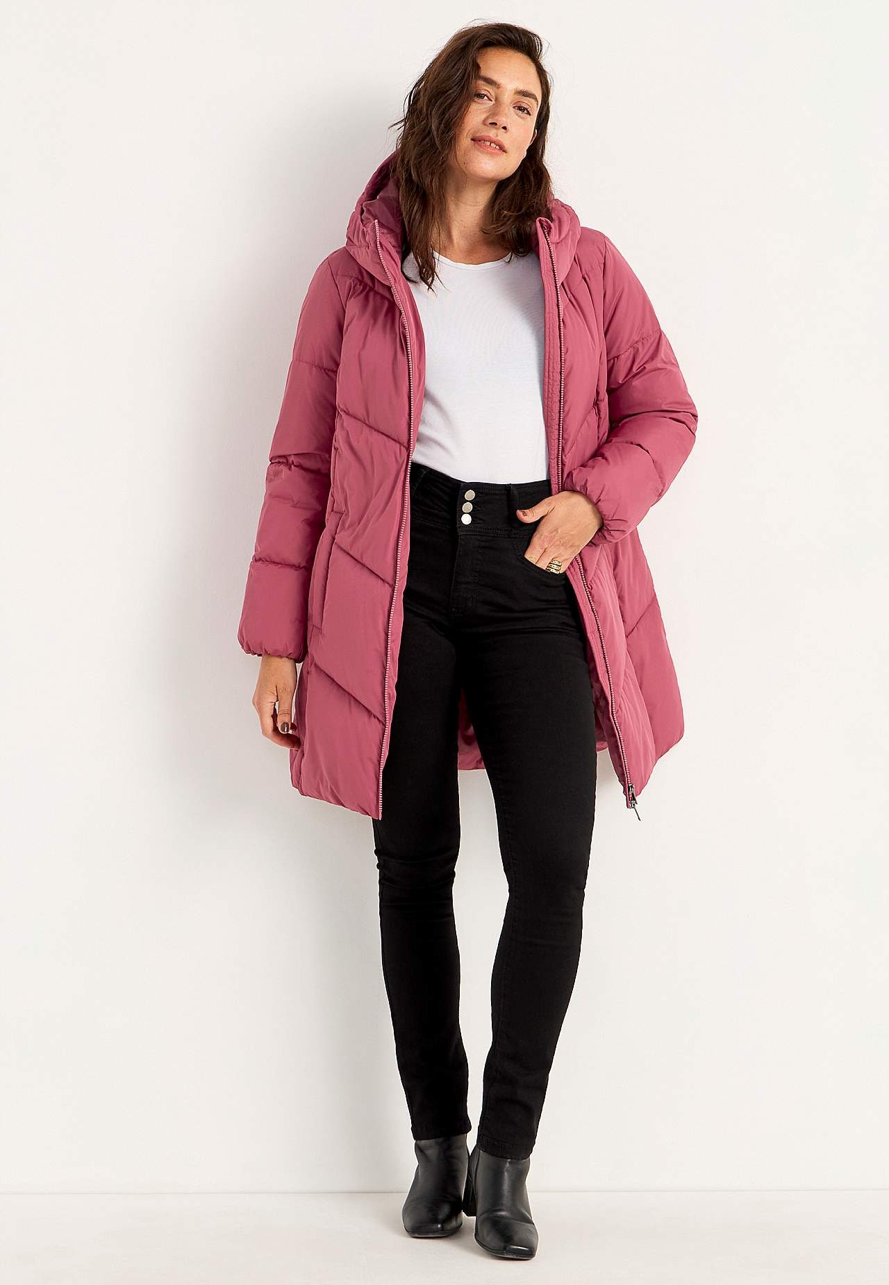 Lange Jacke mit flauschiger Polsterung