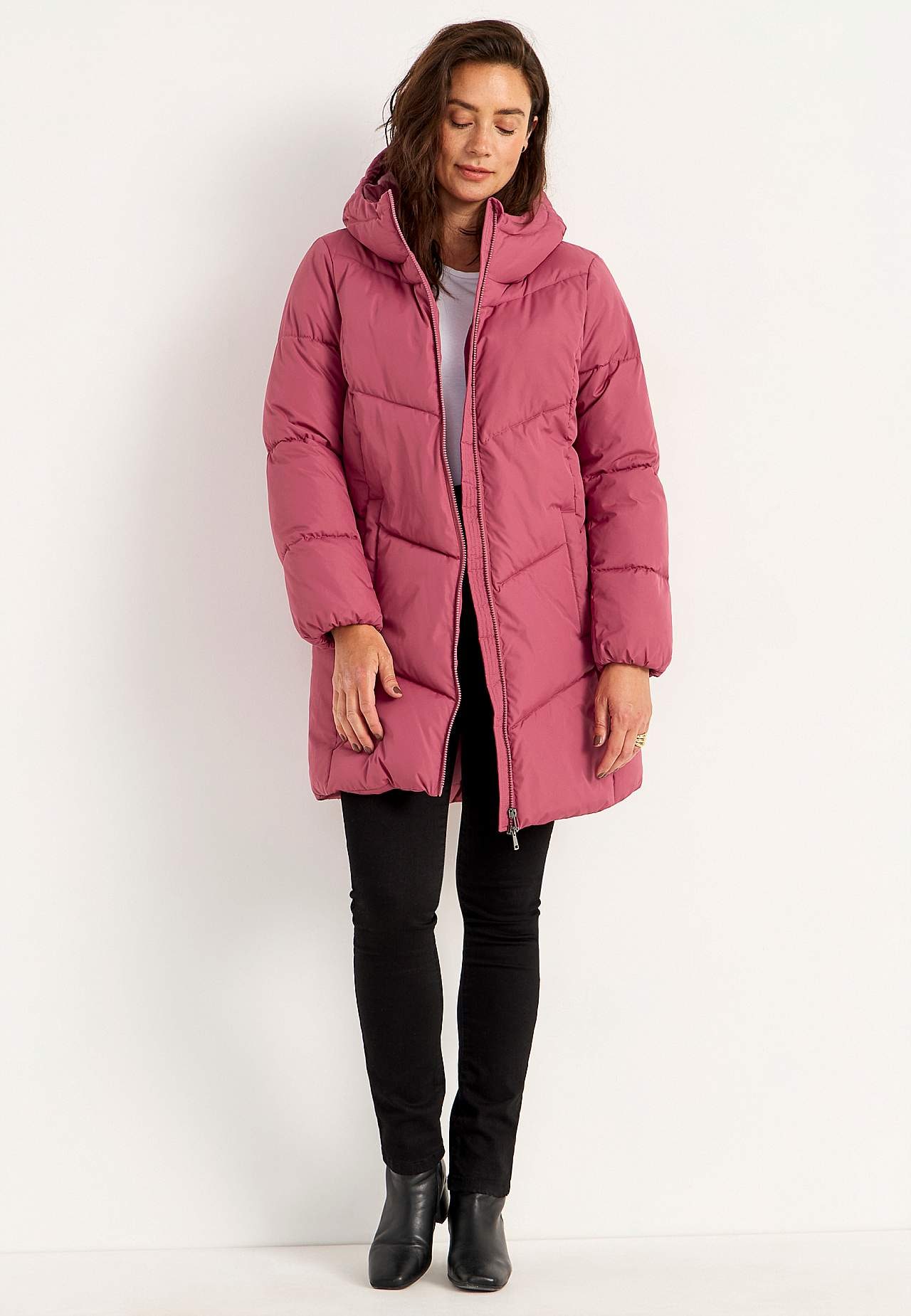 Lange Jacke mit flauschiger Polsterung