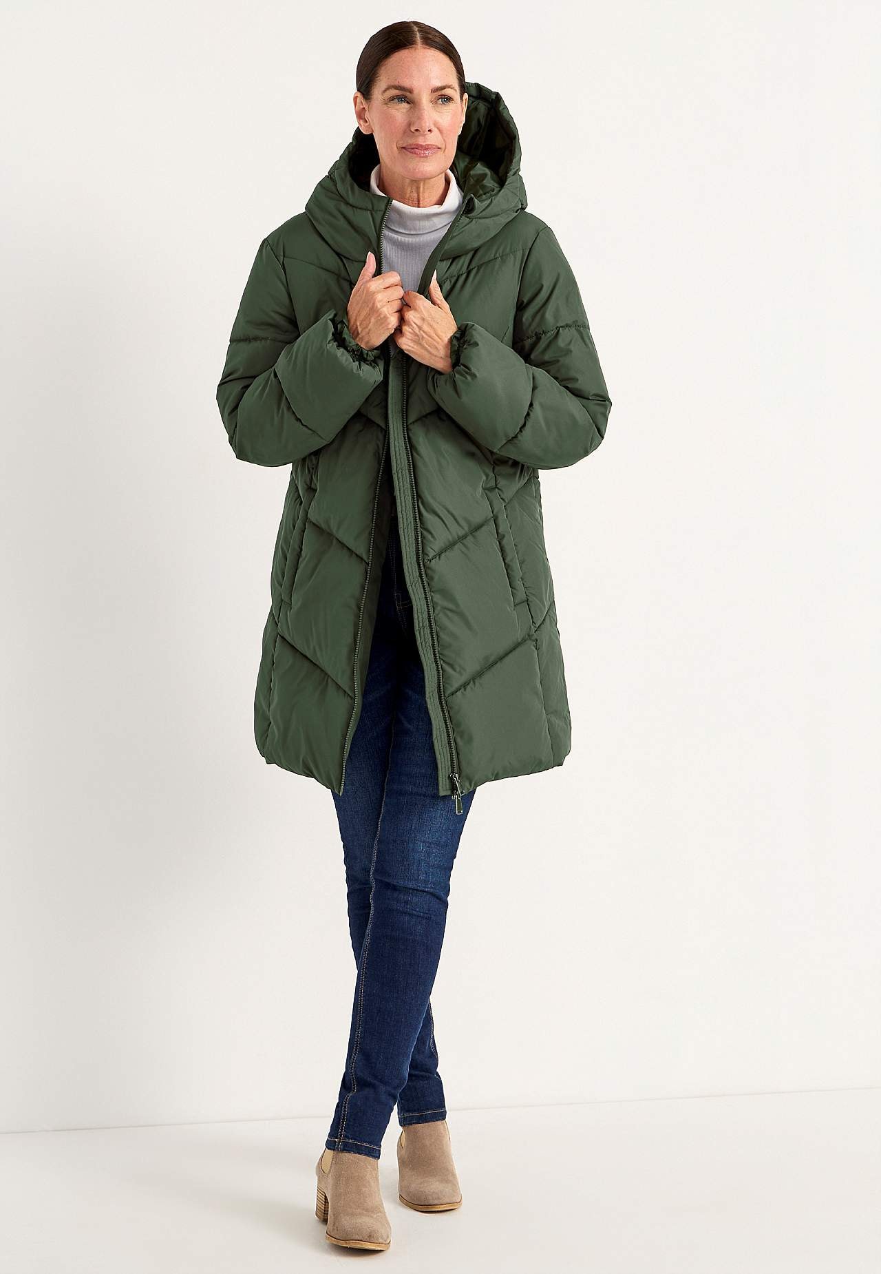 Lange Jacke mit flauschiger Polsterung