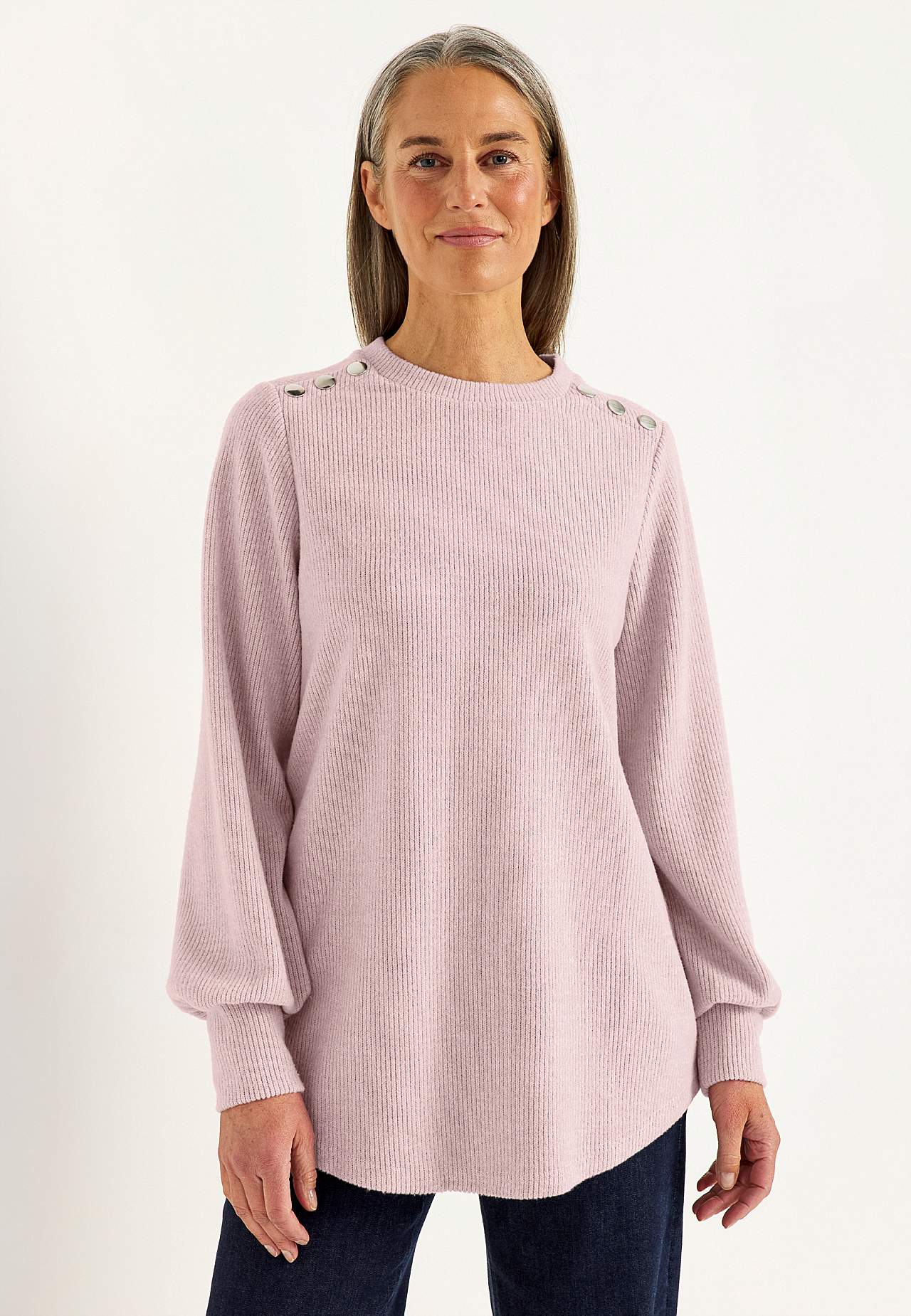 Weicher Jersey-Pullover mit Knöpfen Beata
