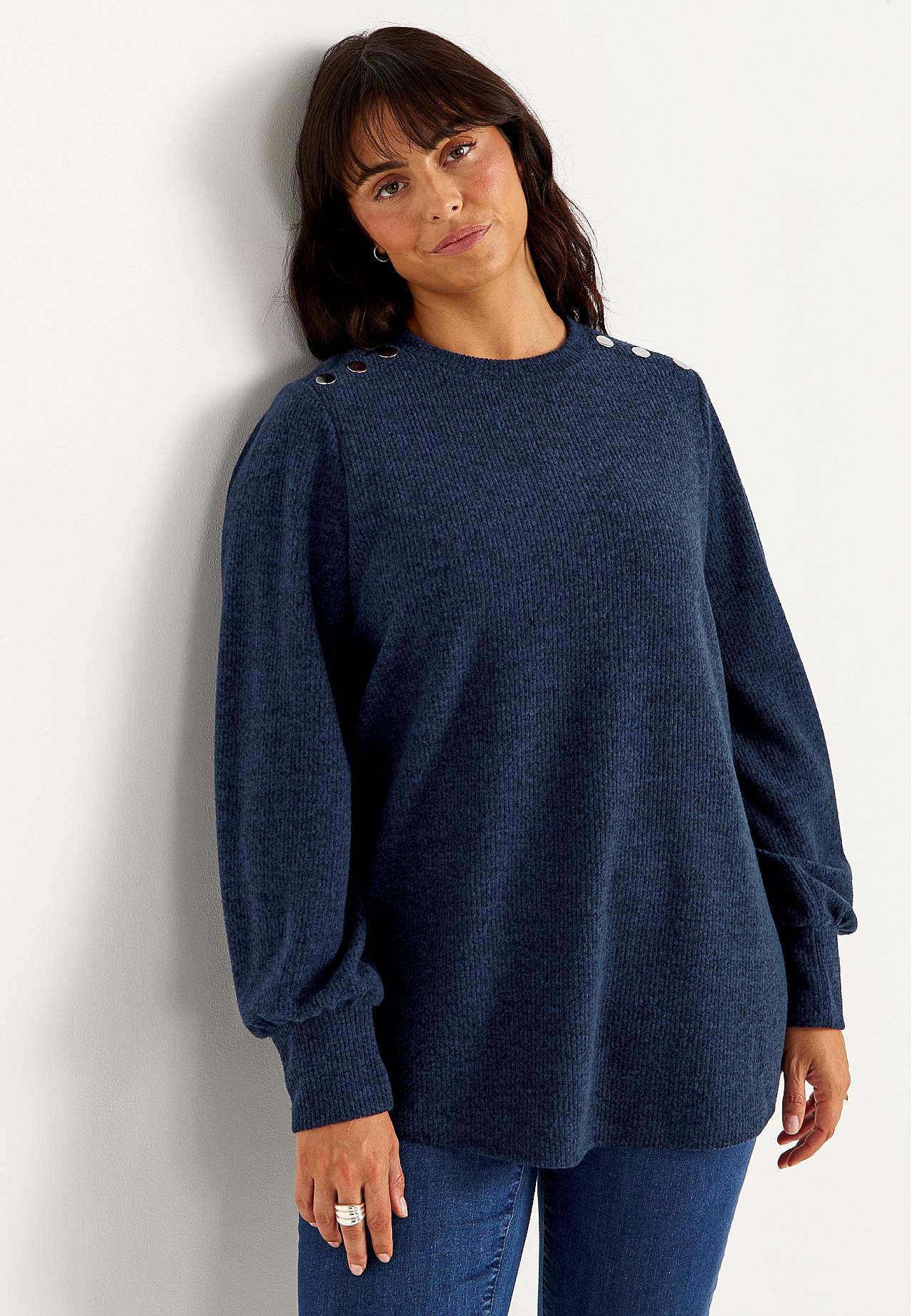 Weicher Jersey-Pullover mit Knöpfen Beata