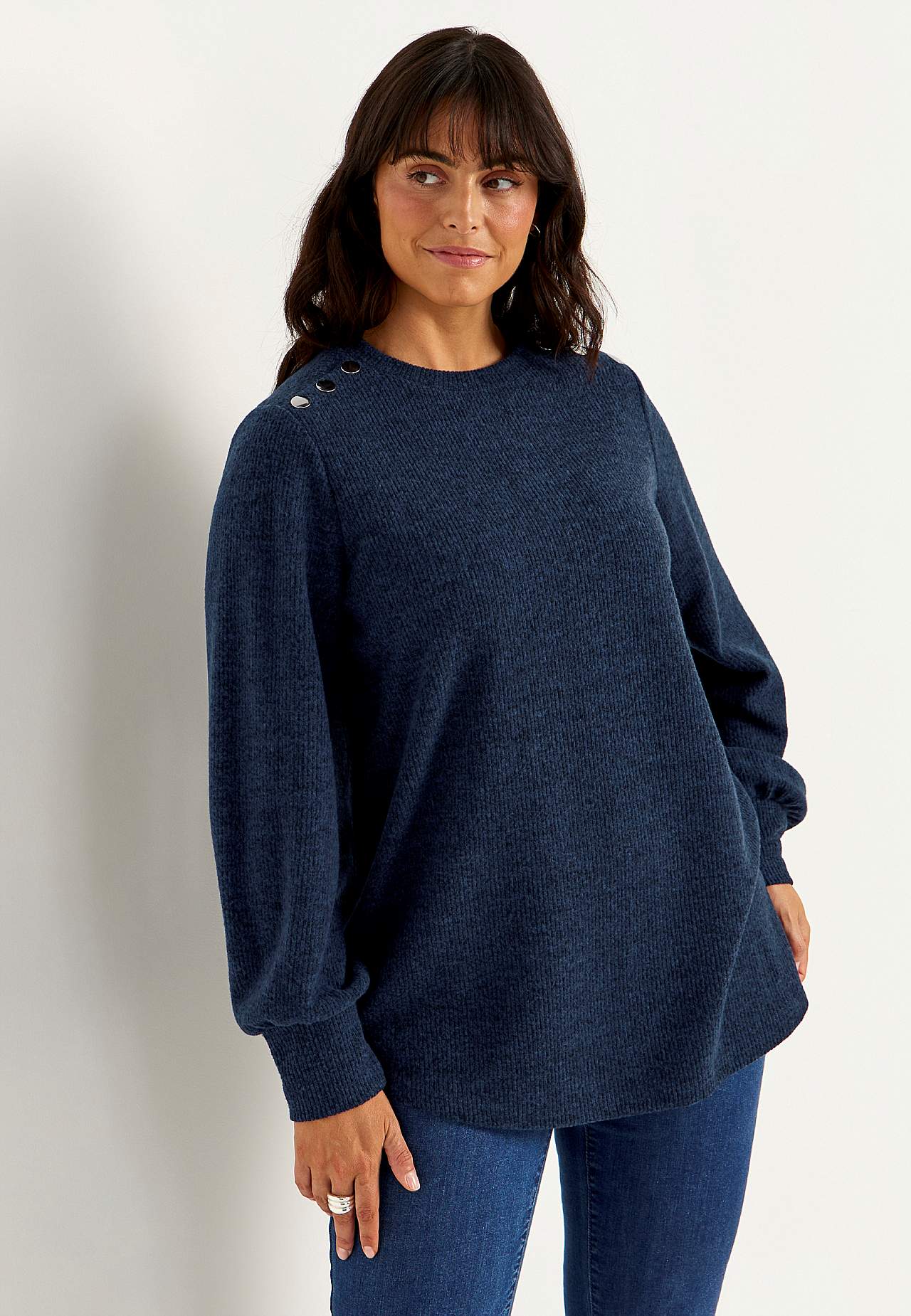 Weicher Jersey-Pullover mit Knöpfen Beata