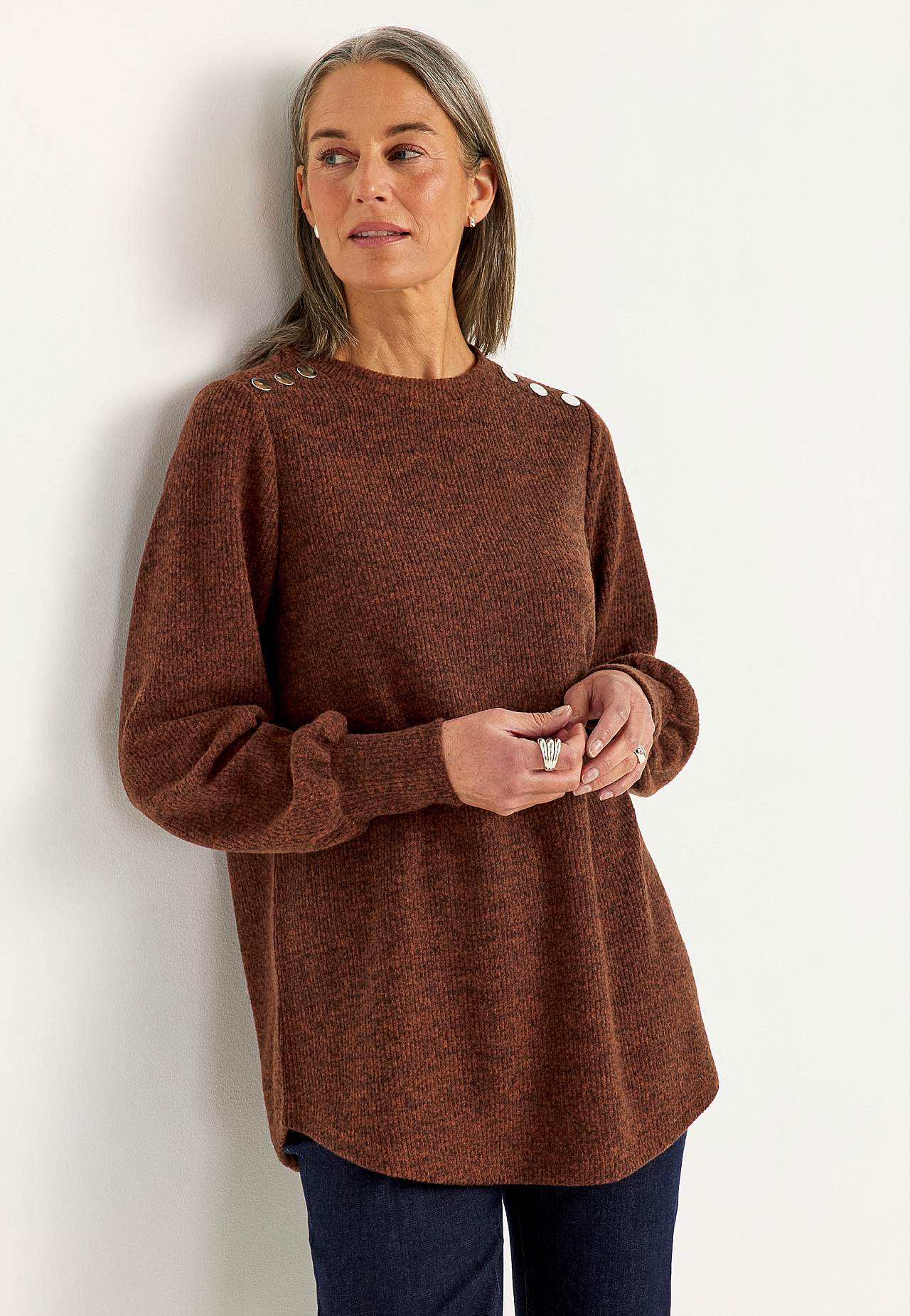 Weicher Jersey-Pullover mit Knöpfen Beata