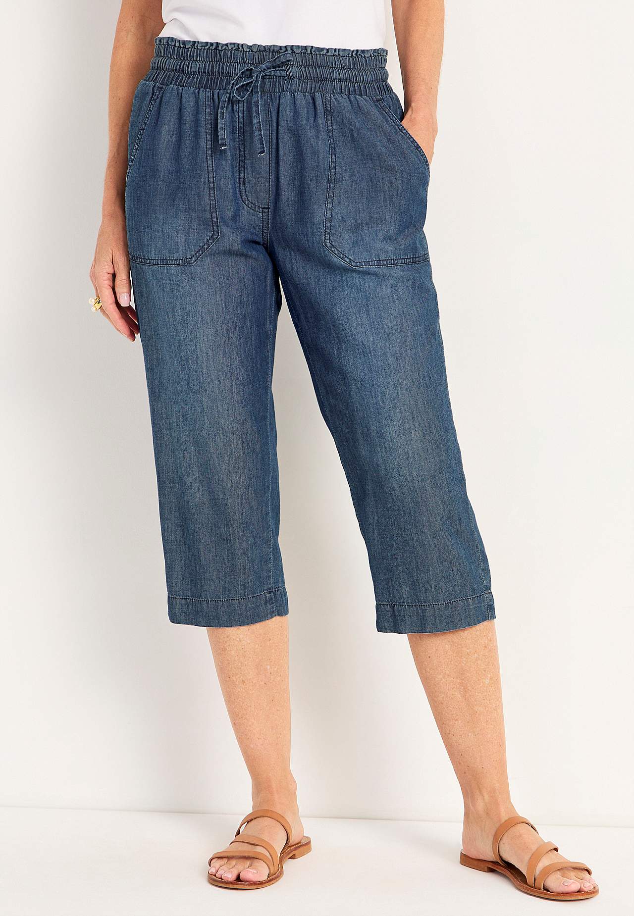 Lässige Caprihose aus Denim Jade