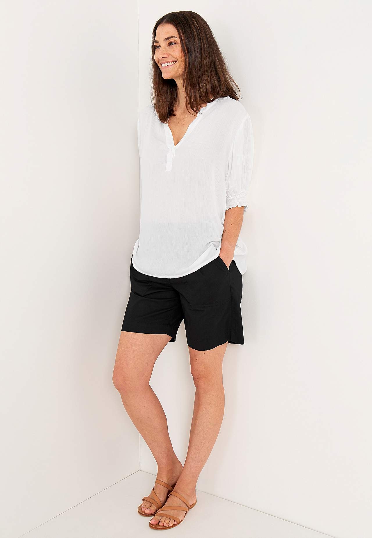 Shorts aus gewaschener Baumwolle Jade