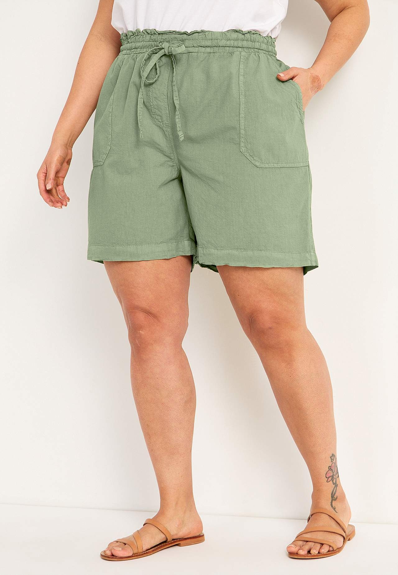 Shorts aus gewaschener Baumwolle Jade