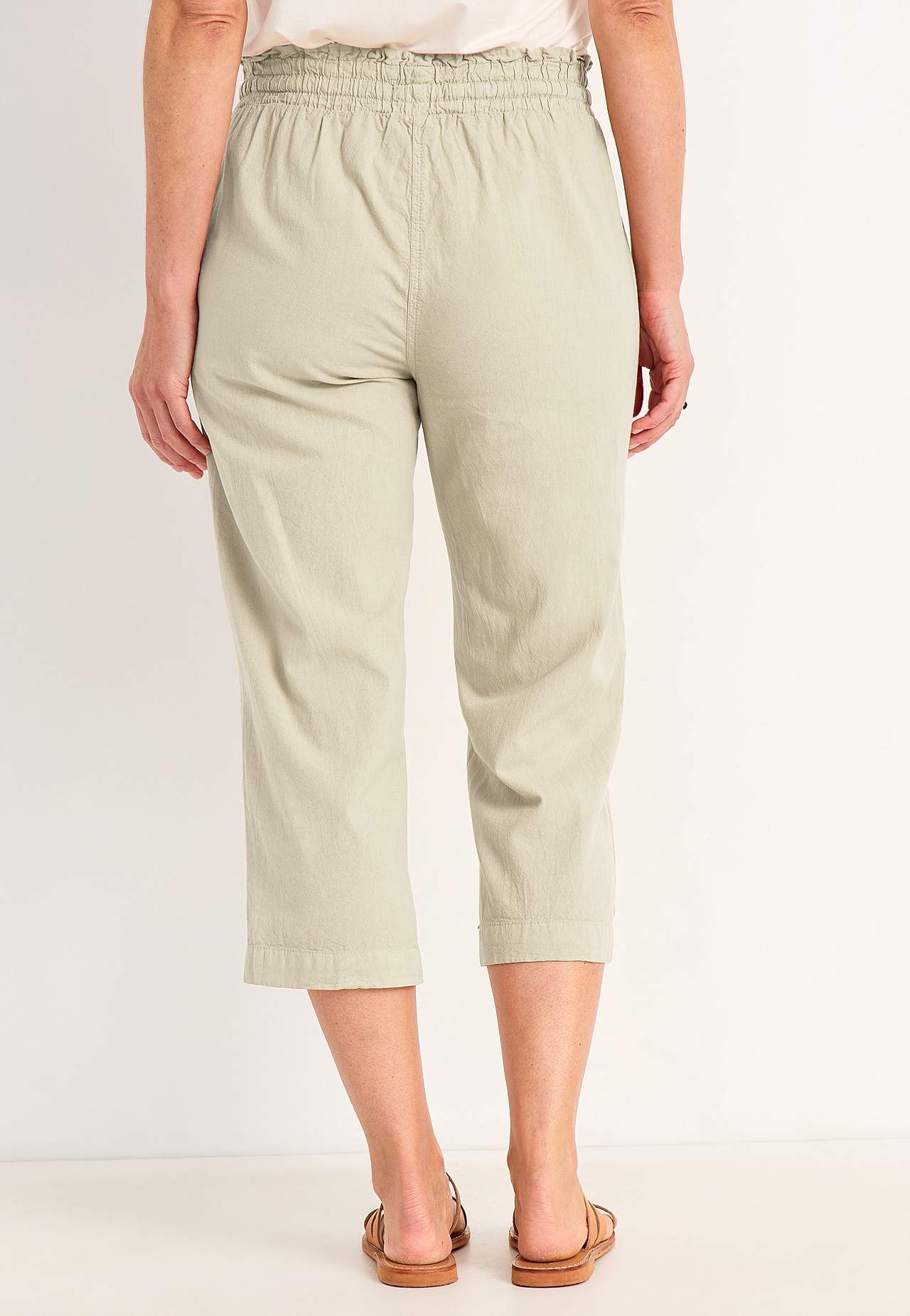 Caprihose aus gewaschener Baumwolle Jade