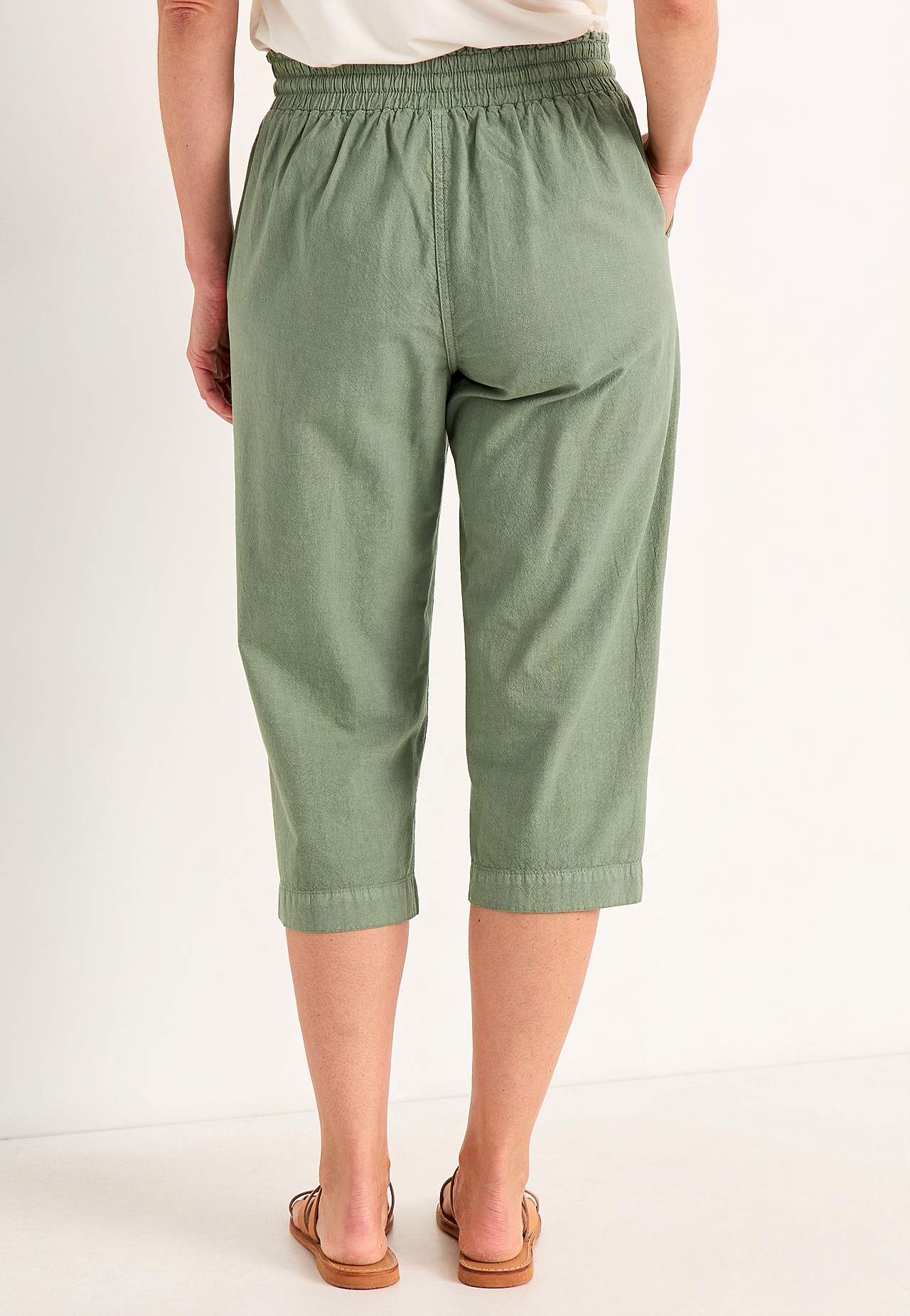 Caprihose aus gewaschener Baumwolle Jade