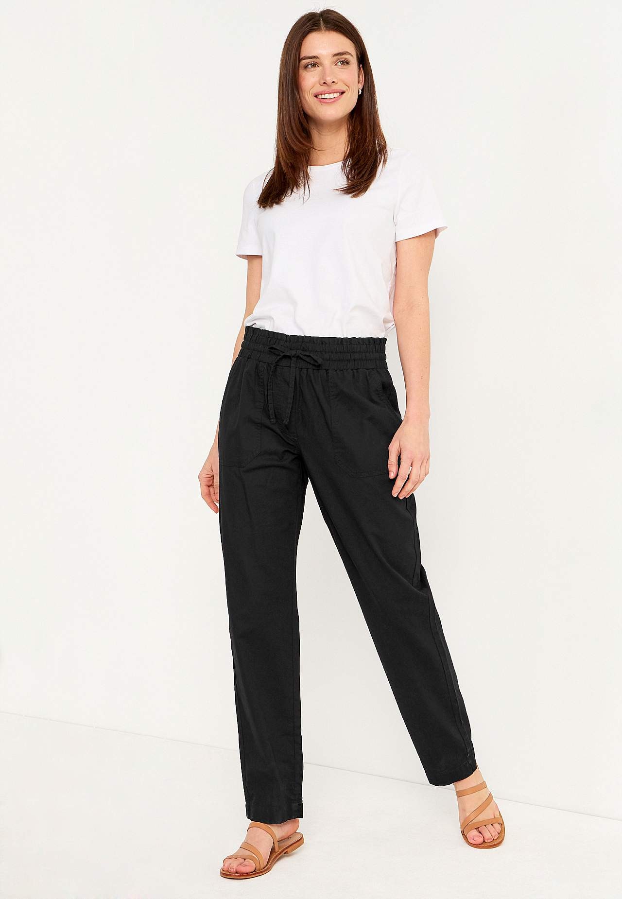 Lange Hose aus gewaschener Baumwolle