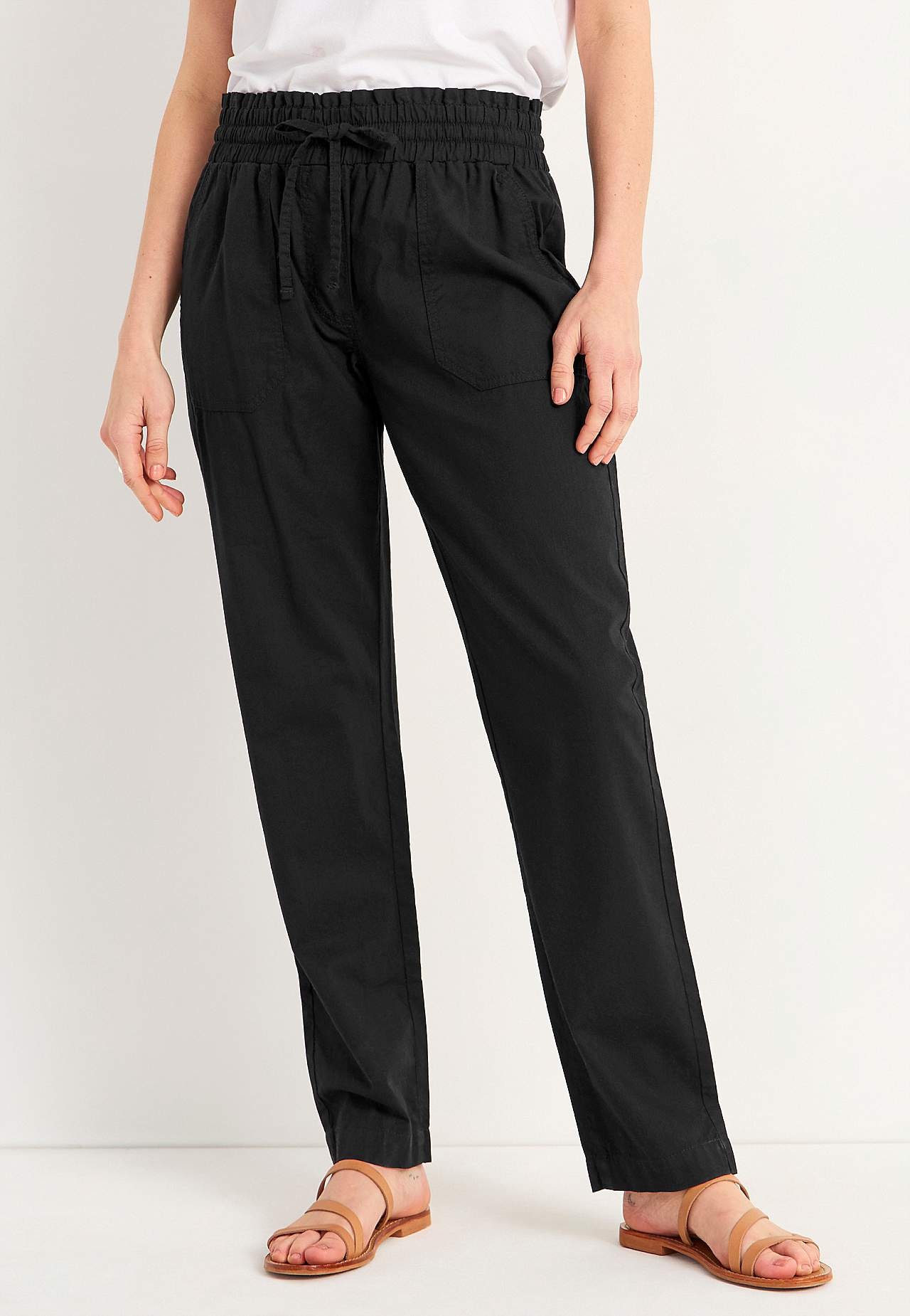 Lange Hose aus gewaschener Baumwolle