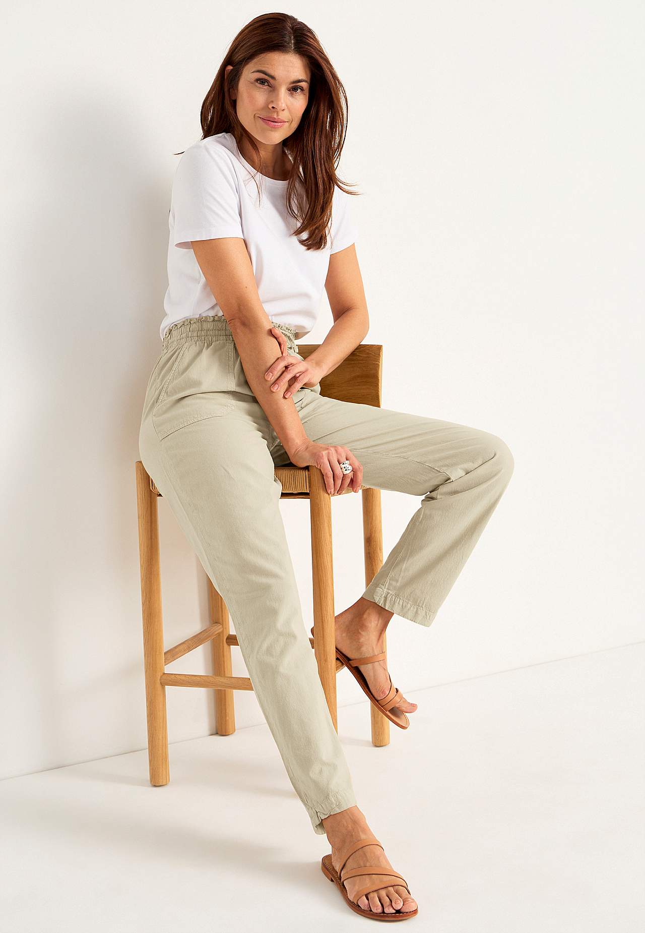 Lange Hose aus gewaschener Baumwolle