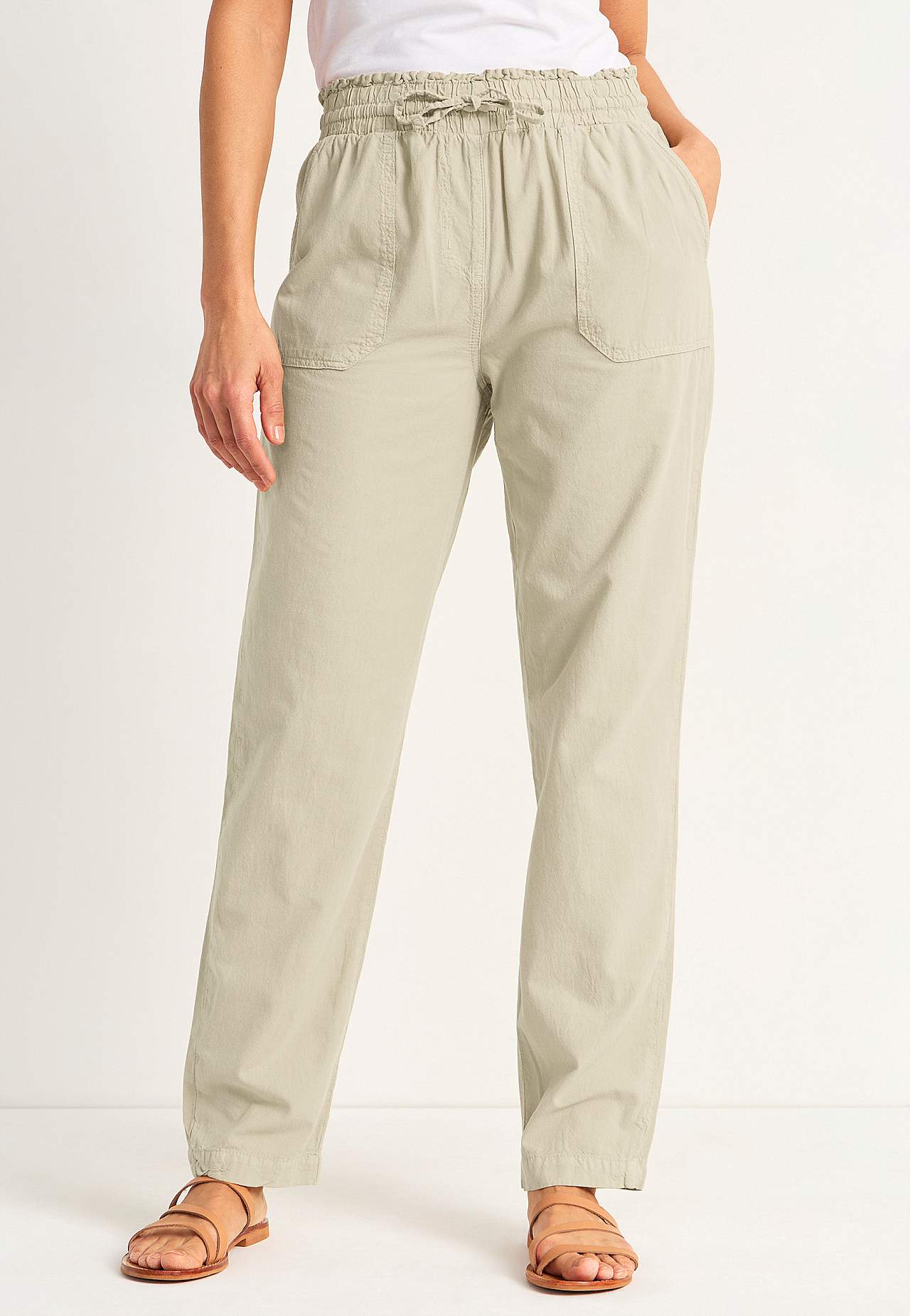 Lange Hose aus gewaschener Baumwolle