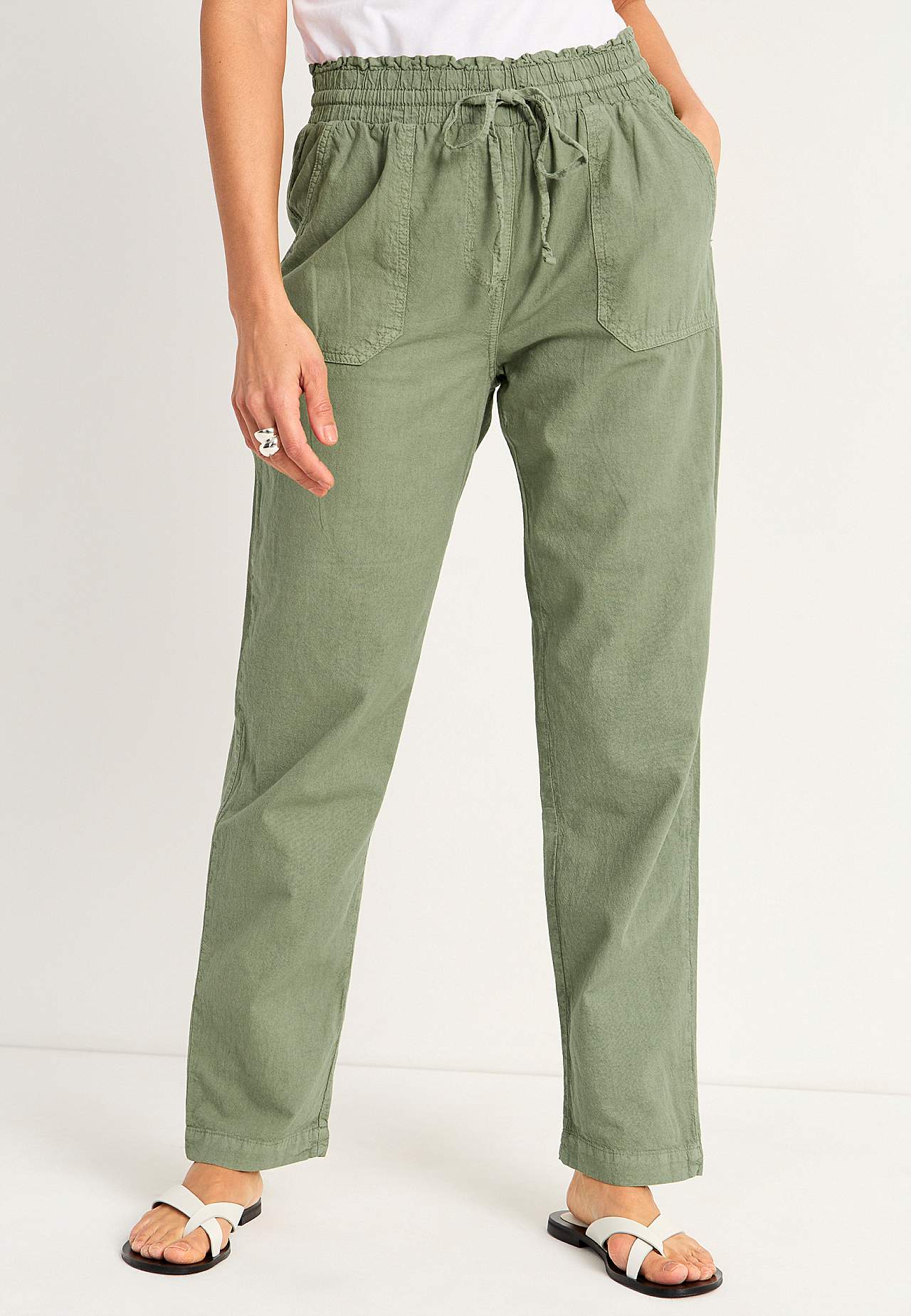 Lange Hose aus gewaschener Baumwolle