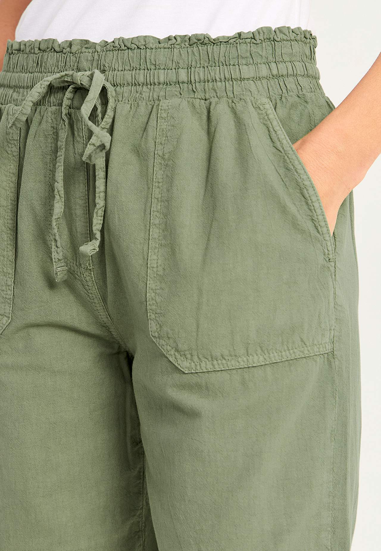 Lange Hose aus gewaschener Baumwolle