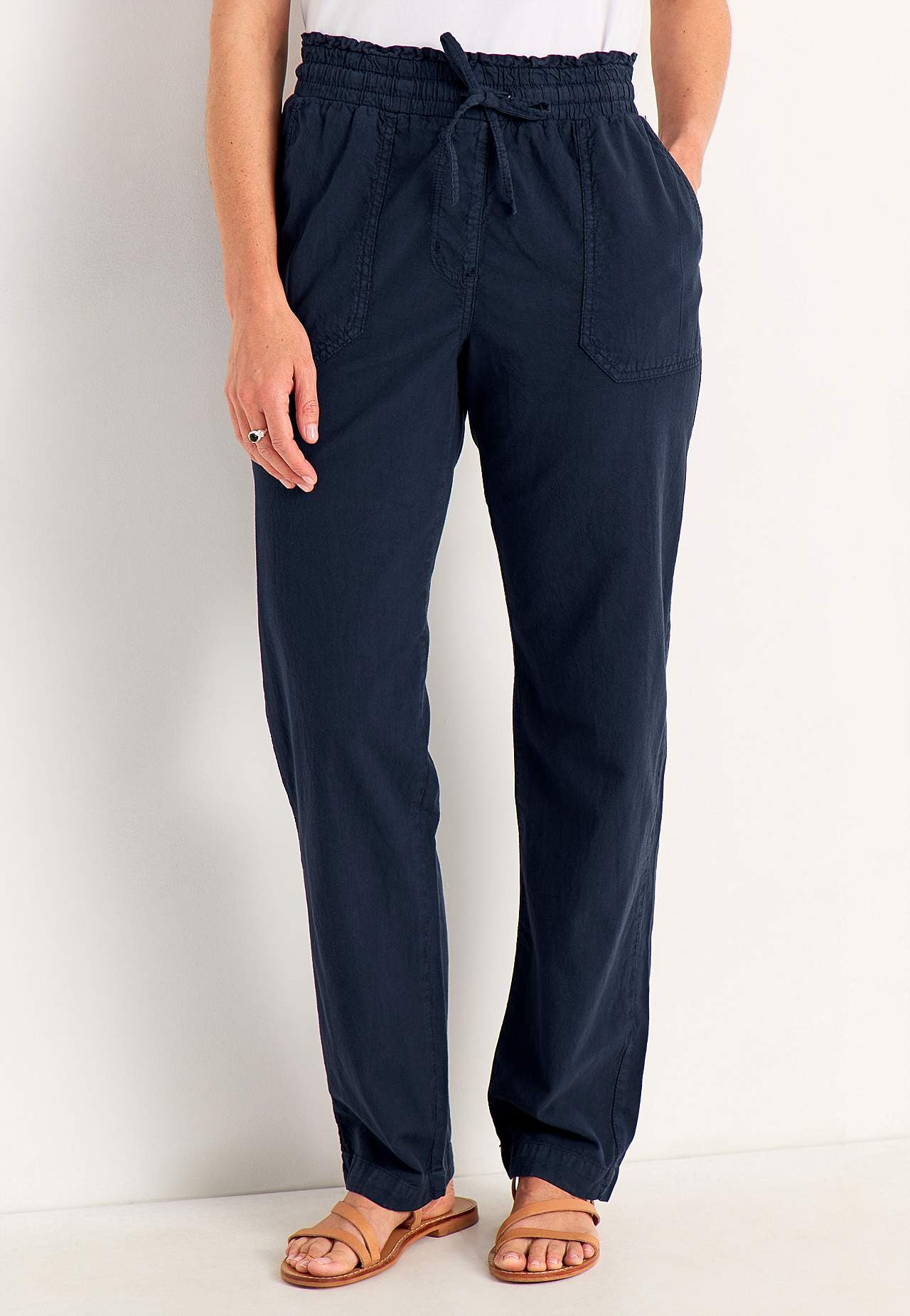 Lange Hose aus gewaschener Baumwolle
