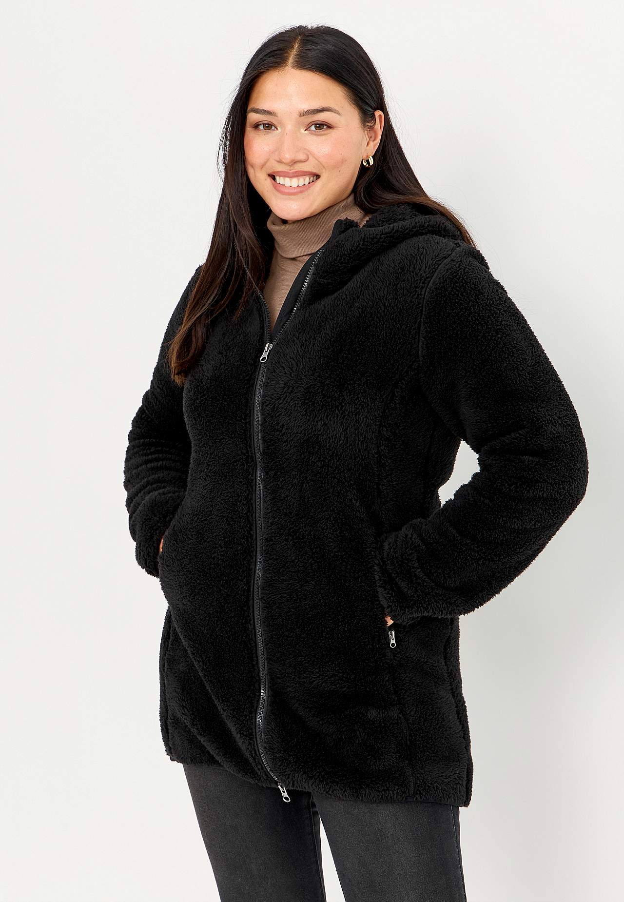 Behagliche Fleecejacke mit Kapuze