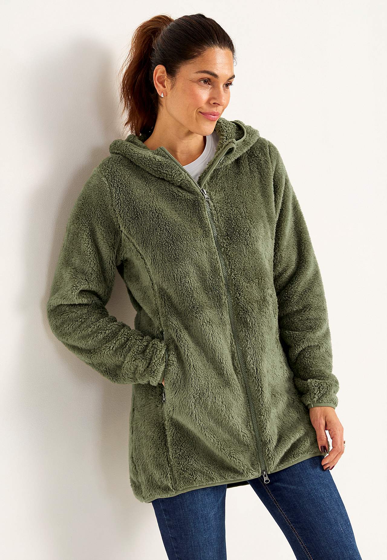 Behagliche Fleecejacke mit Kapuze