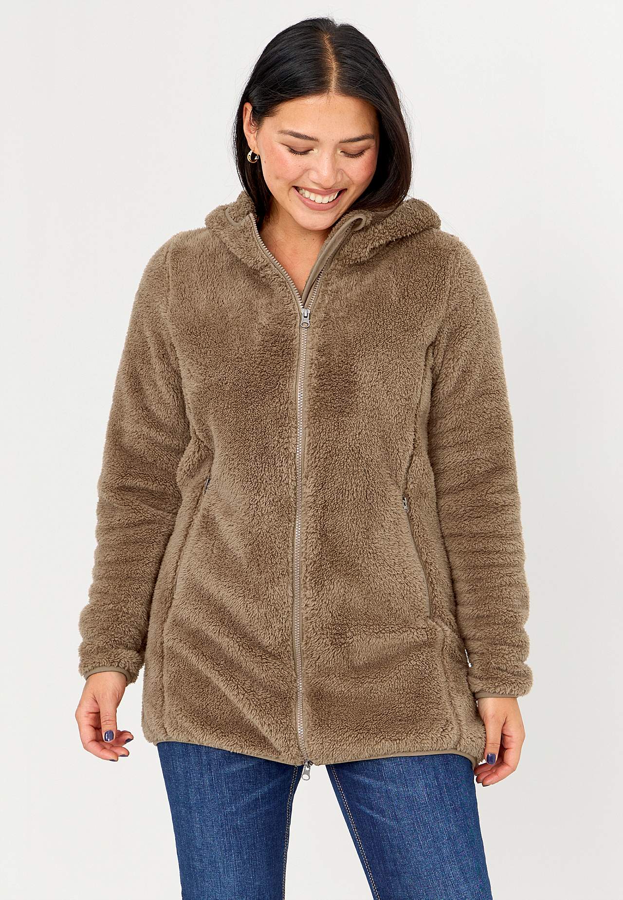 Behagliche Fleecejacke mit Kapuze
