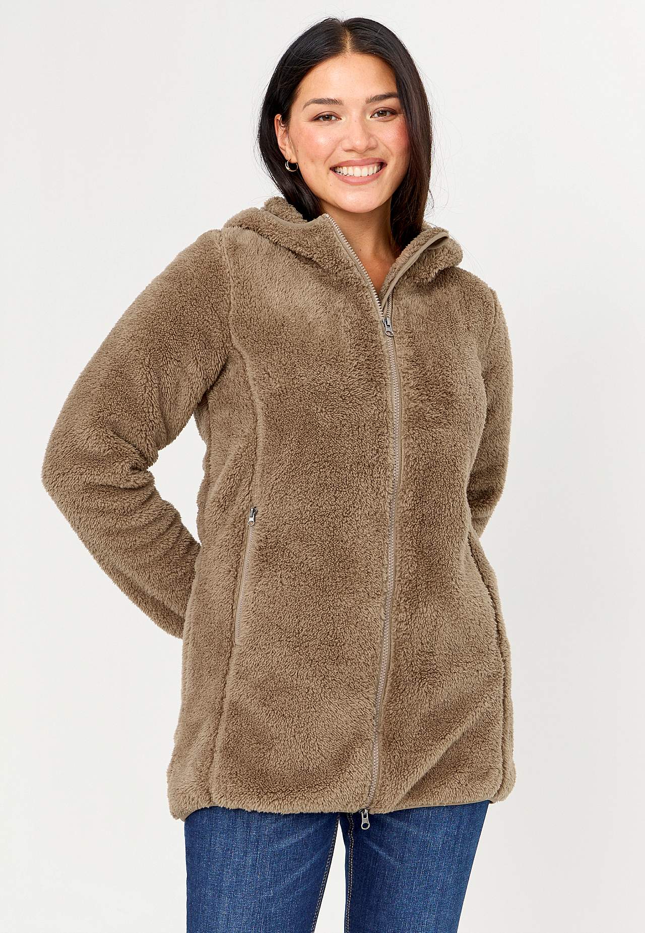 Behagliche Fleecejacke mit Kapuze