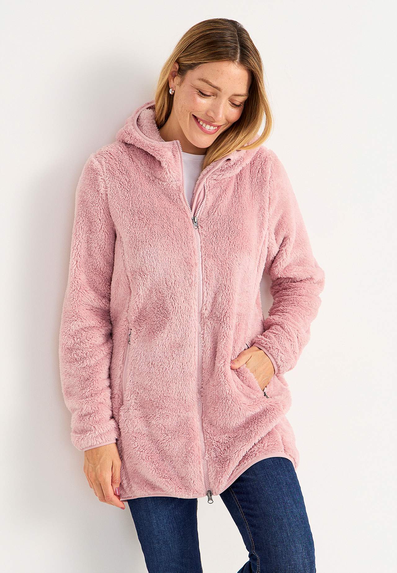 Behagliche Fleecejacke mit Kapuze