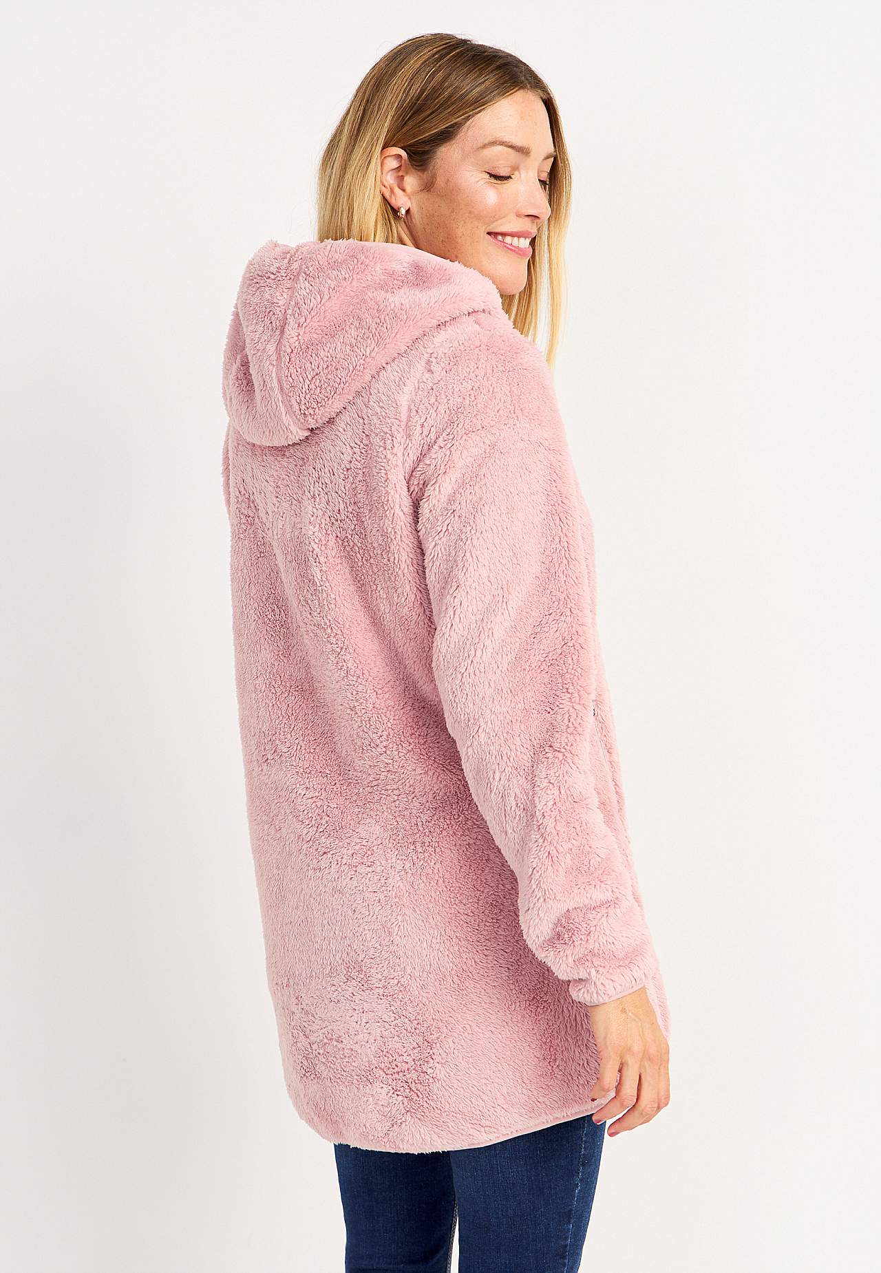 Behagliche Fleecejacke mit Kapuze