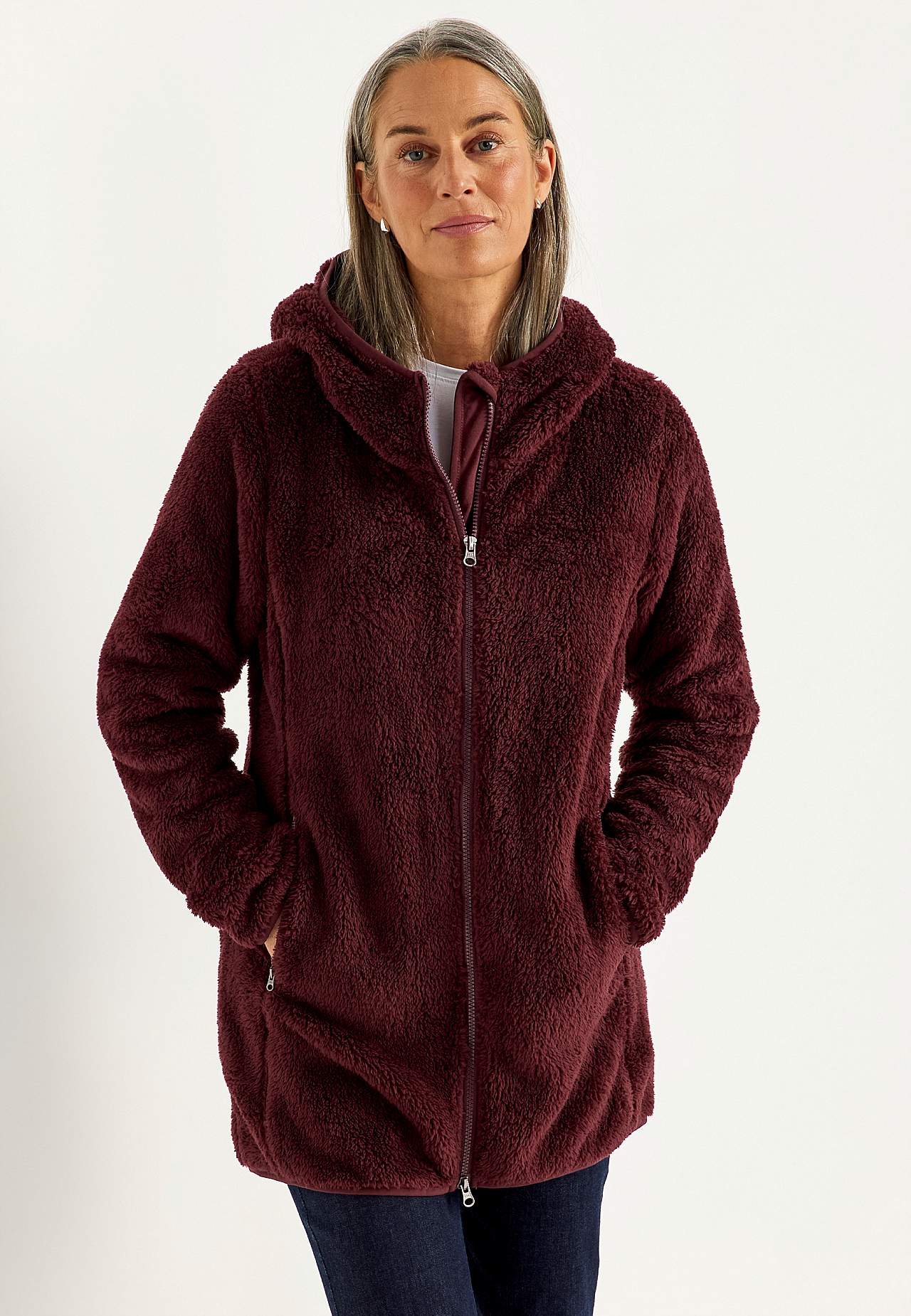 Behagliche Fleecejacke mit Kapuze