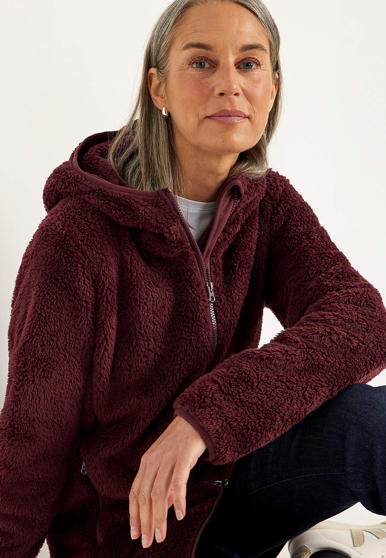 Behagliche Fleecejacke mit Kapuze
