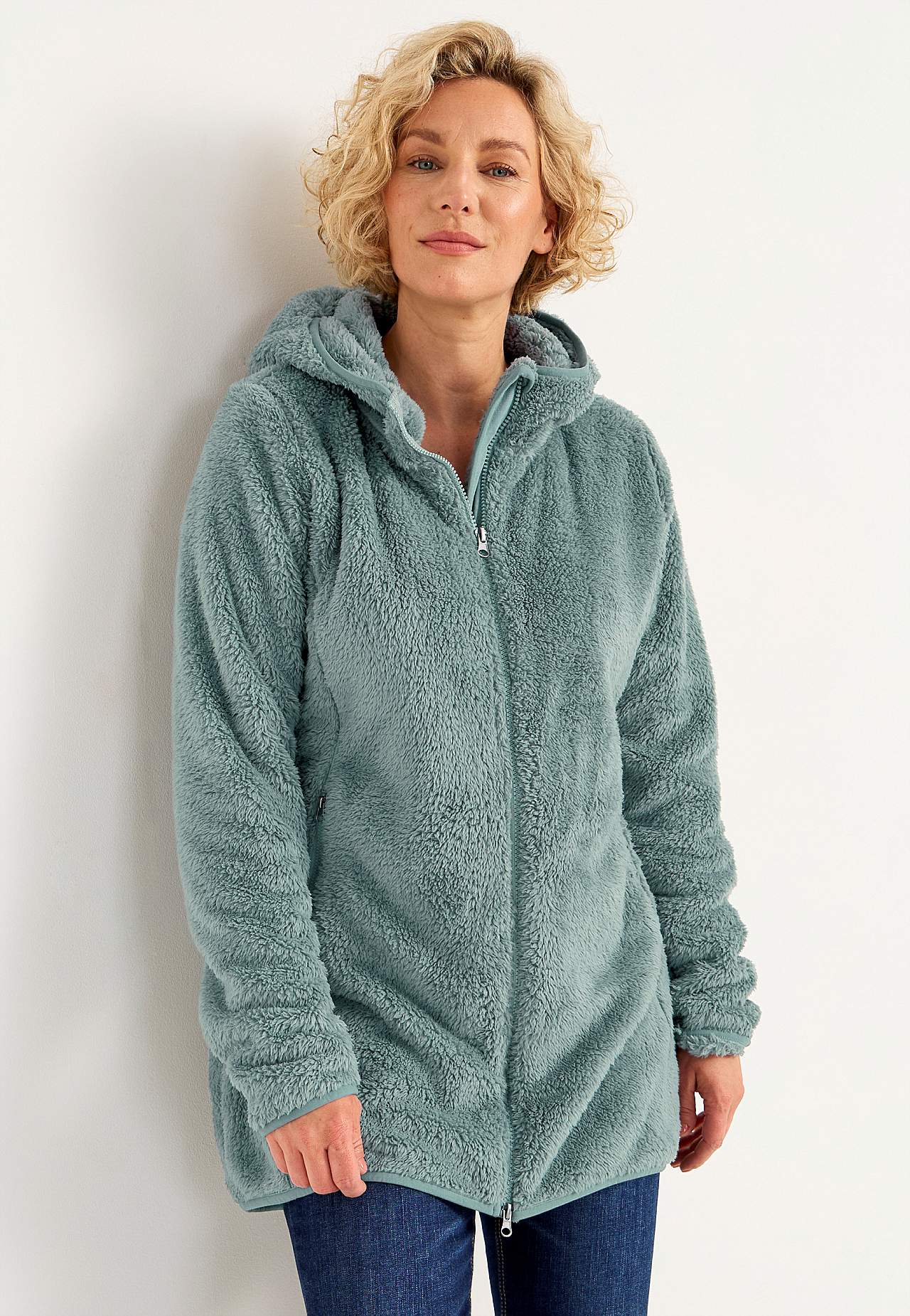 Behagliche Fleecejacke mit Kapuze