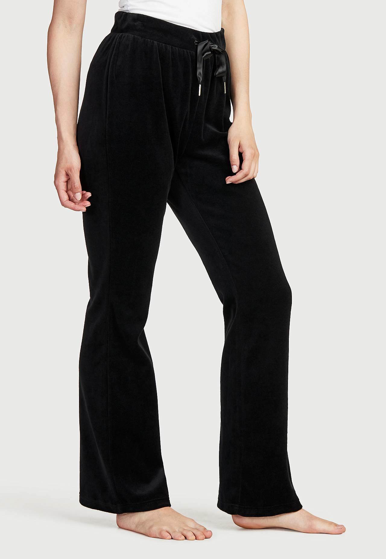 Samthose mit Bootcut-Schnitt
