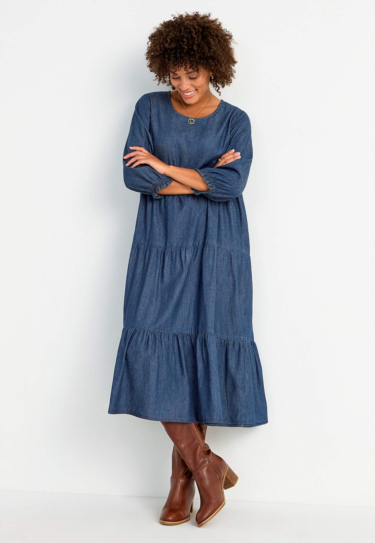 Jeanskleid mit Rüschenröcken