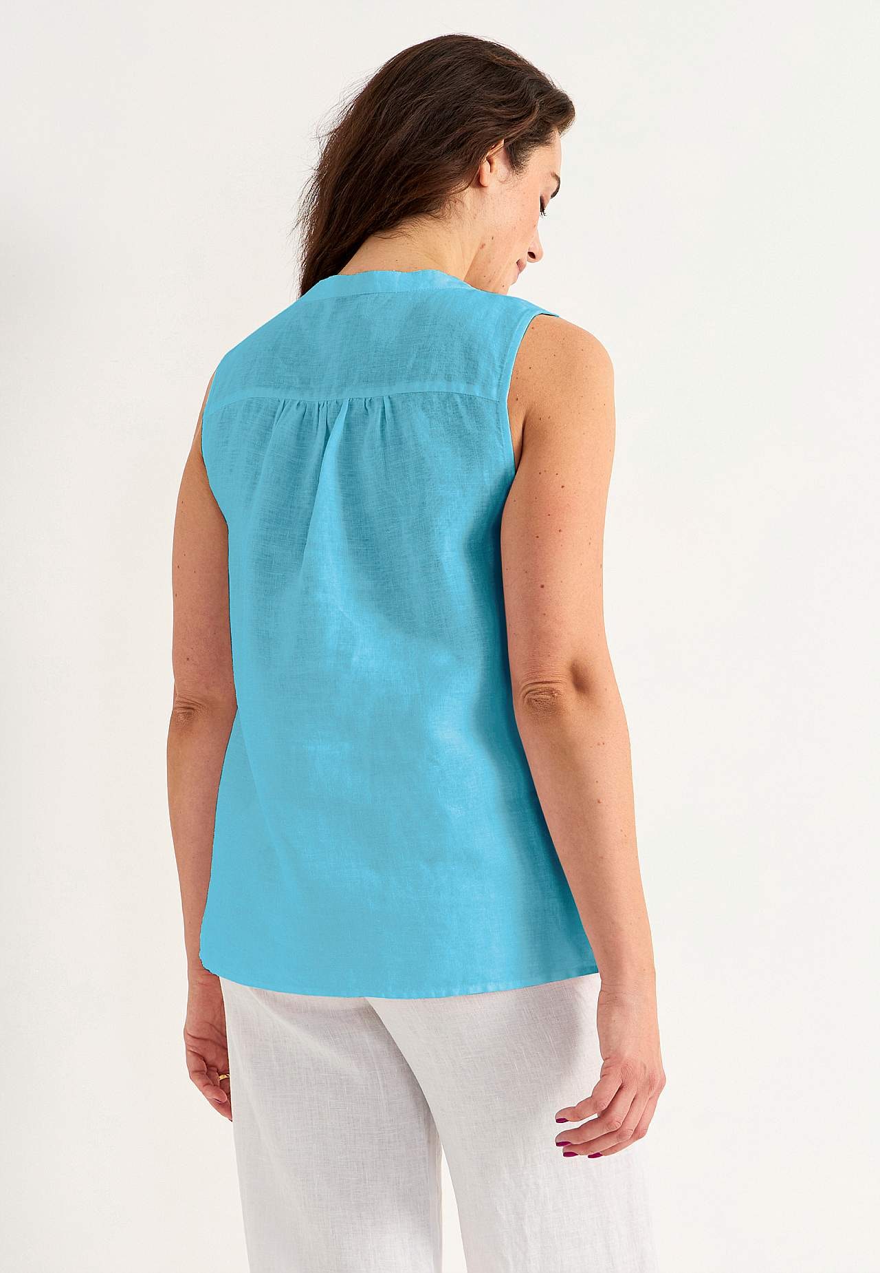 Leinen-Bluse Premium mit ärmellosem Design