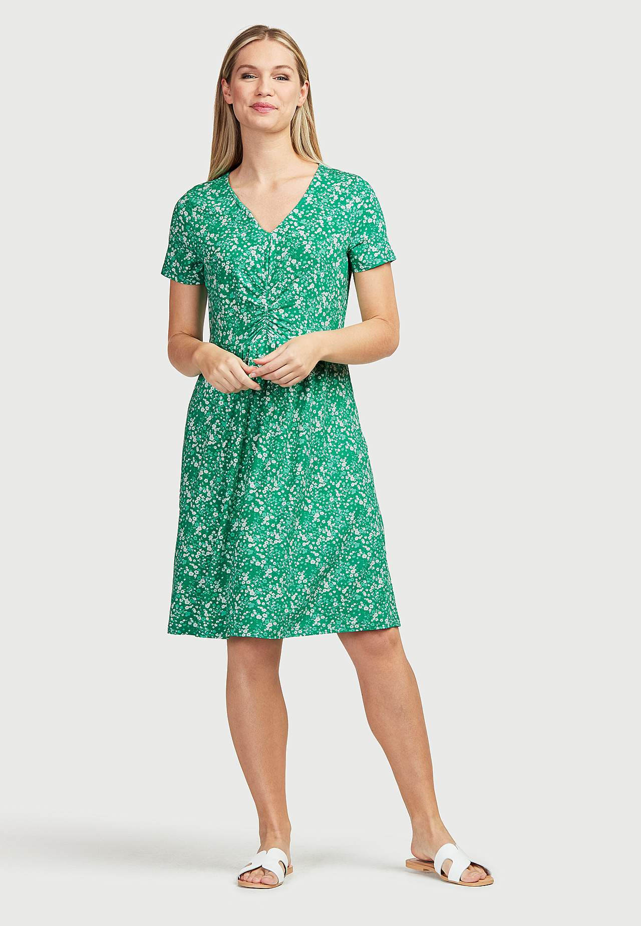 Gemustertes, kurzärmliges Jerseykleid Jenna