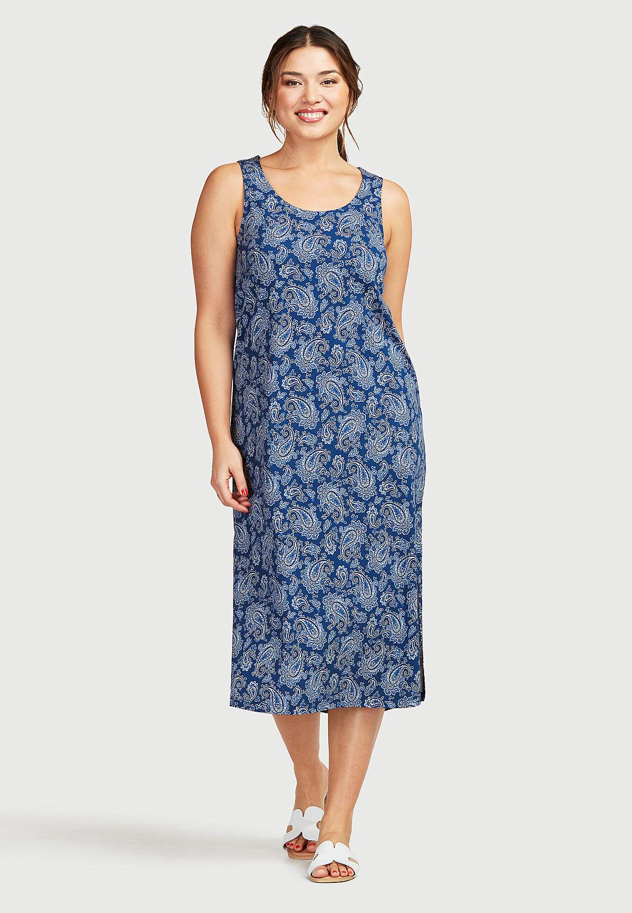 Langes, gemustertes Jerseykleid