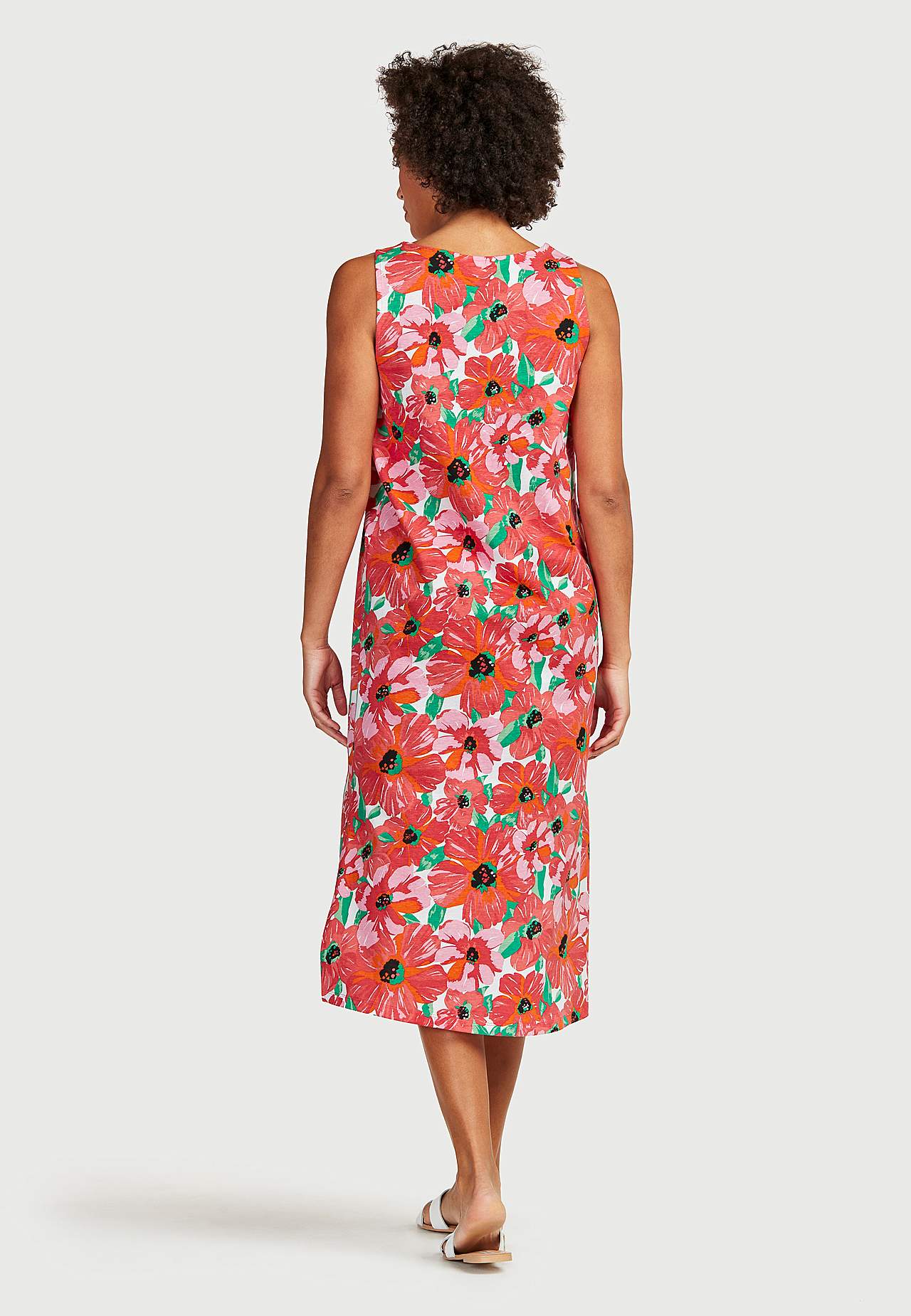 Langes, gemustertes Jerseykleid