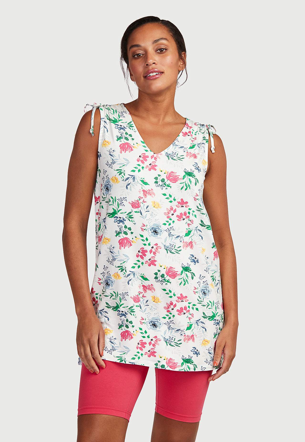 Gemusterte Jersey-Tunika mit Schleifen-Design
