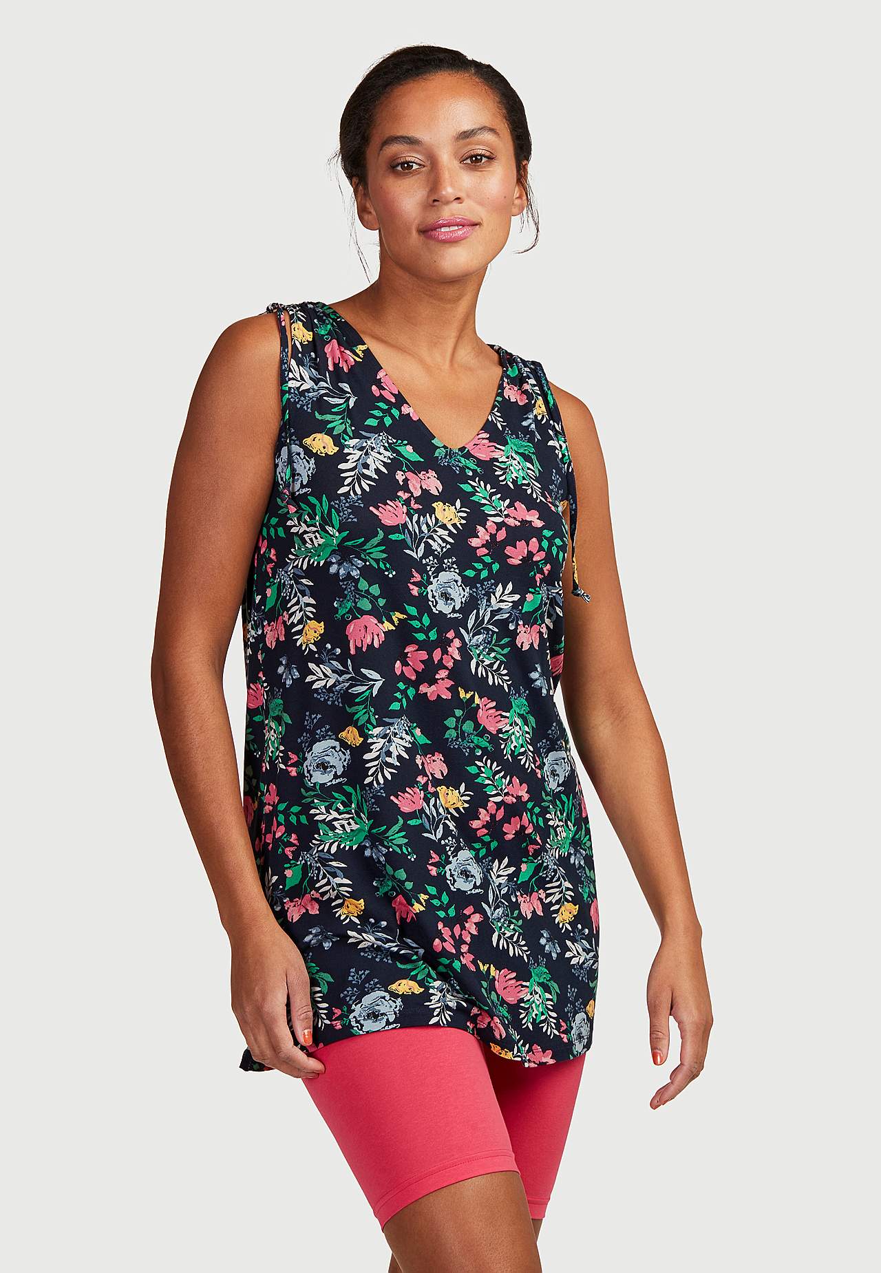 Gemusterte Jersey-Tunika mit Schleifen-Design