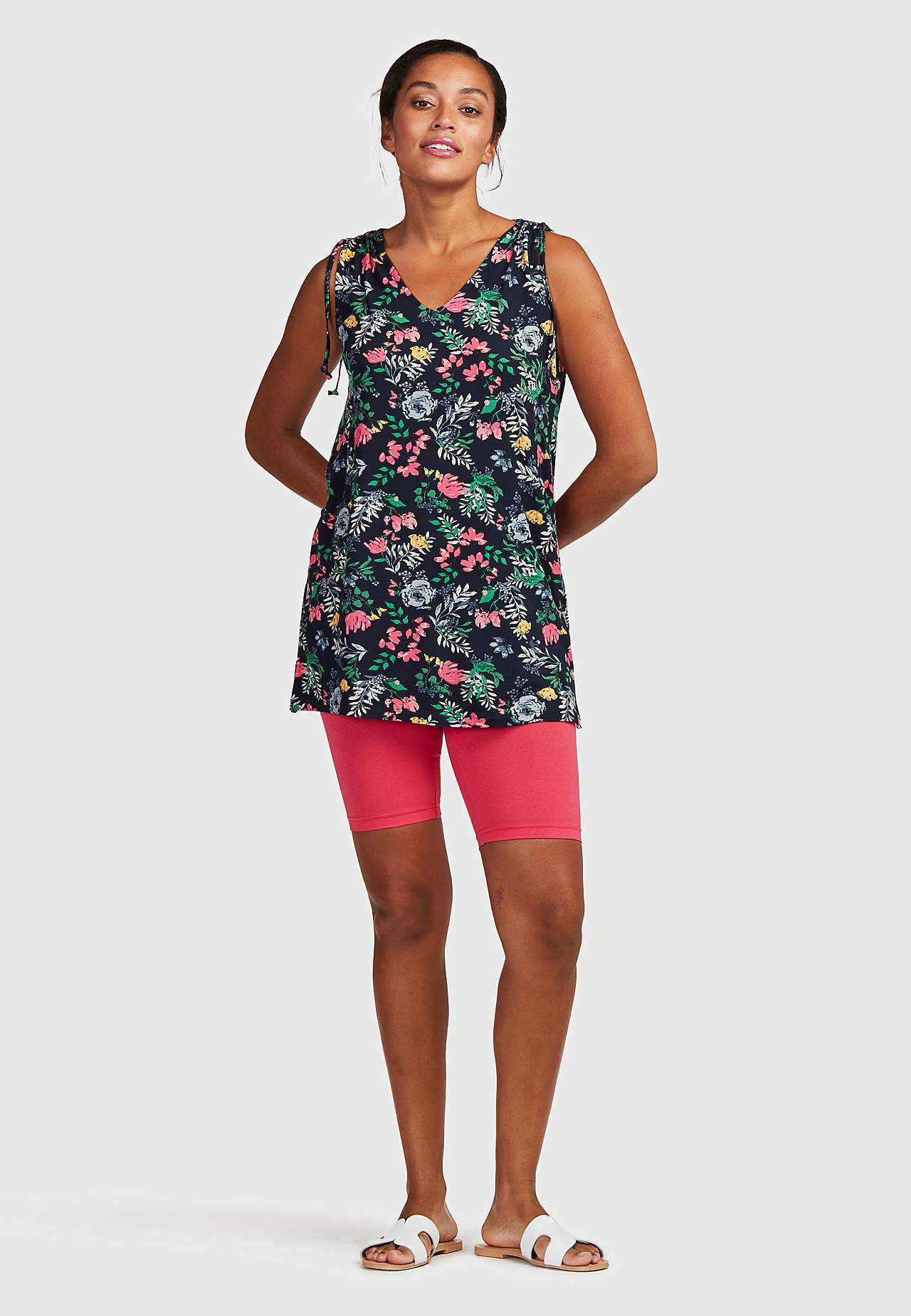 Gemusterte Jersey-Tunika mit Schleifen-Design