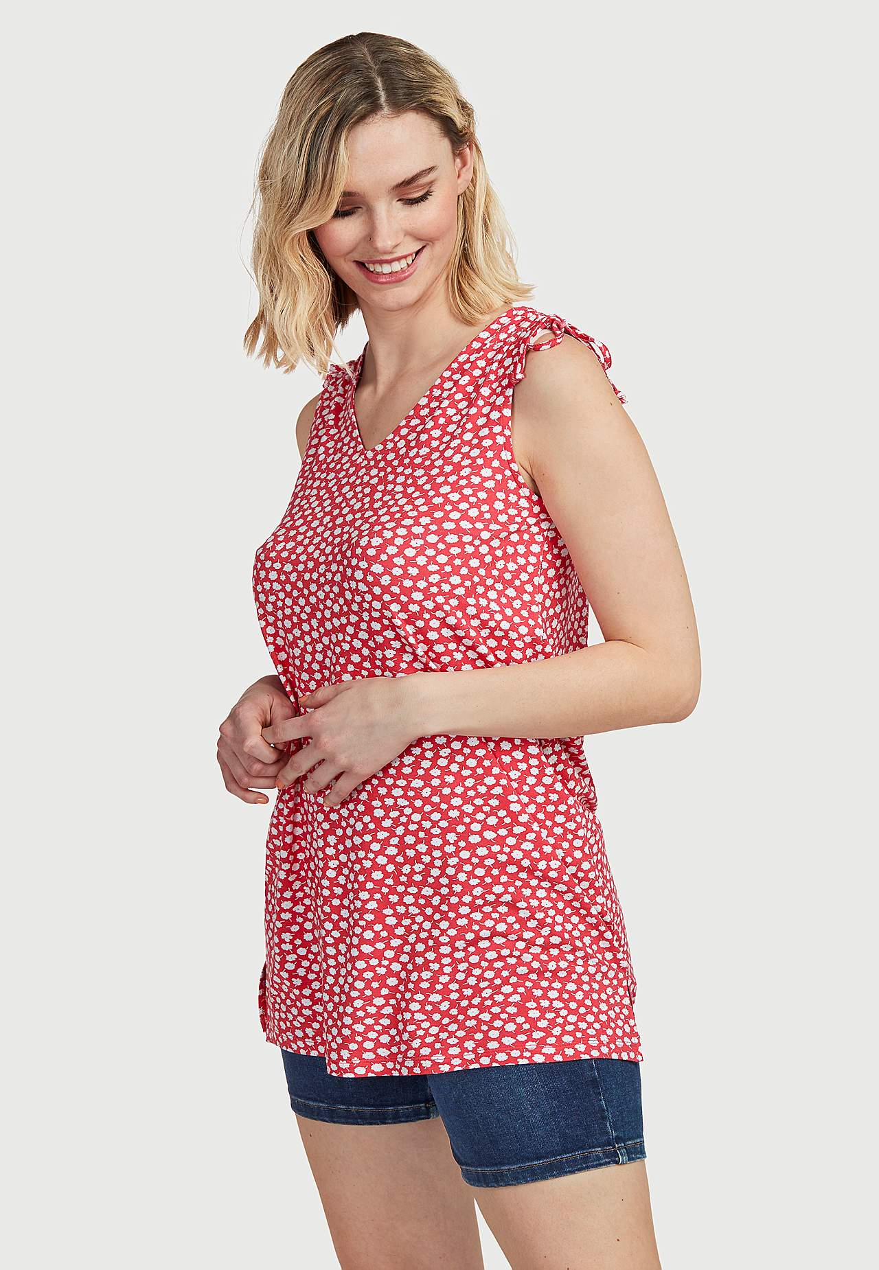 Gemusterte Jersey-Tunika mit Schleifen-Design