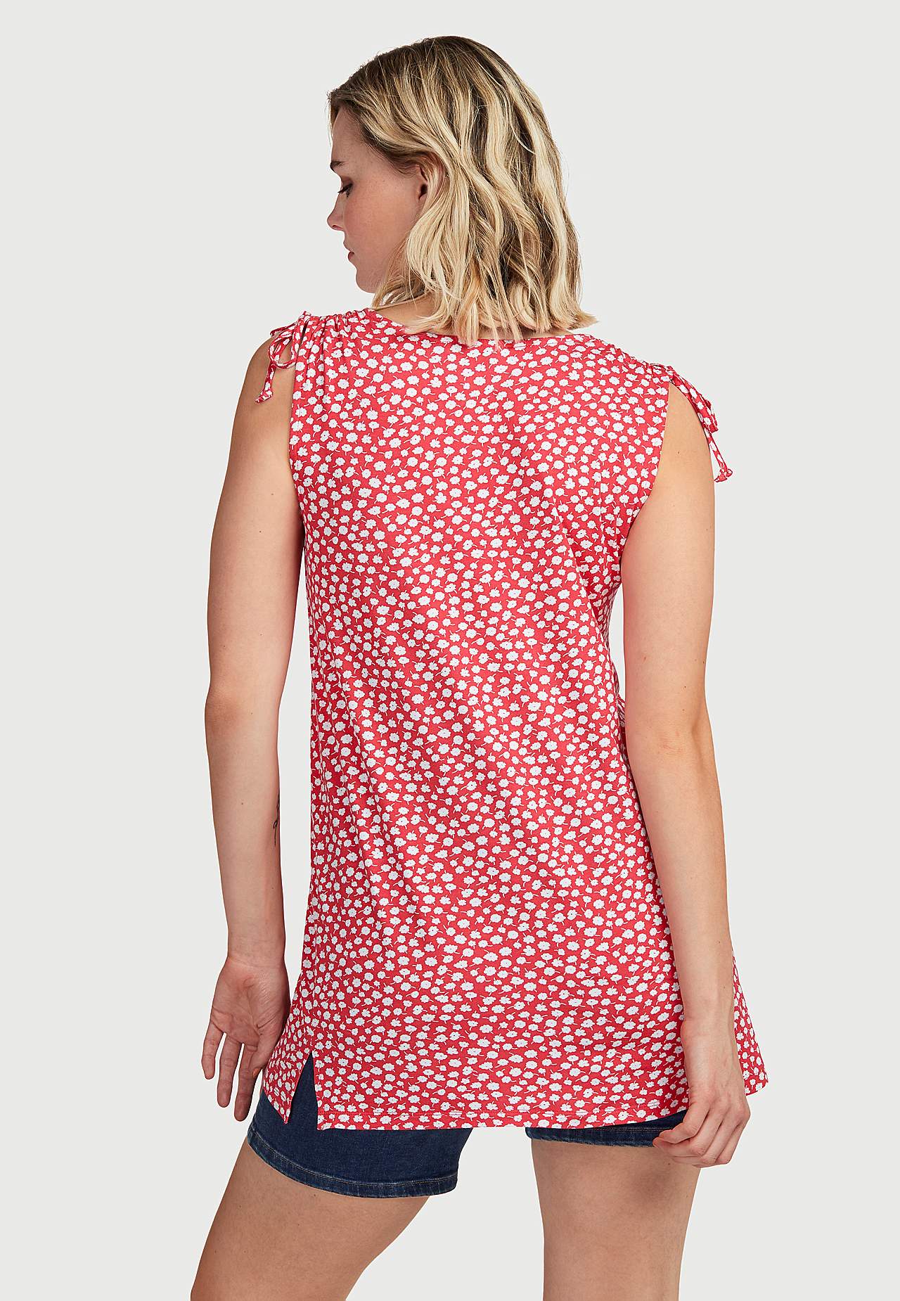 Gemusterte Jersey-Tunika mit Schleifen-Design