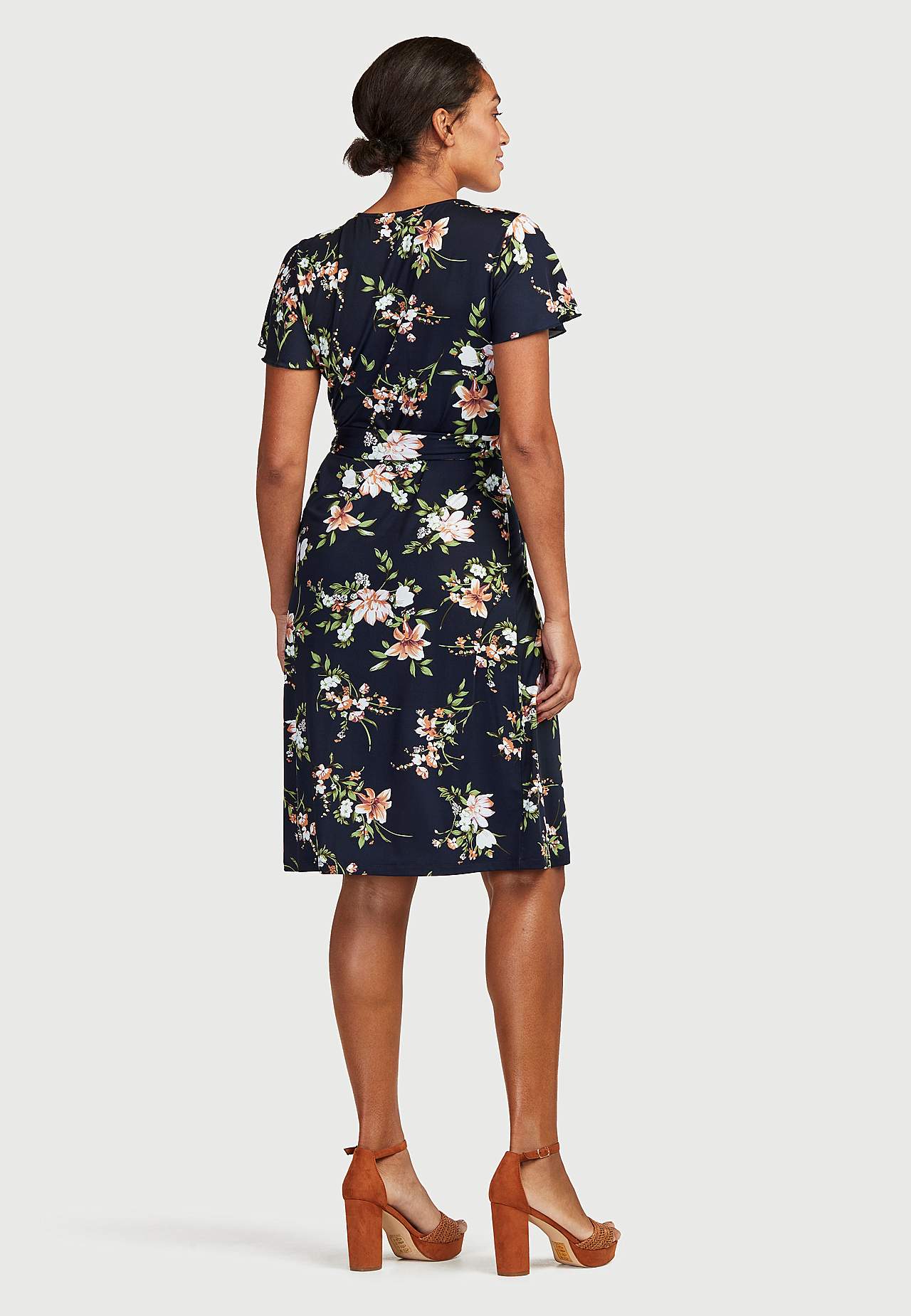 Gemustertes Front-Wickelkleid aus Jersey