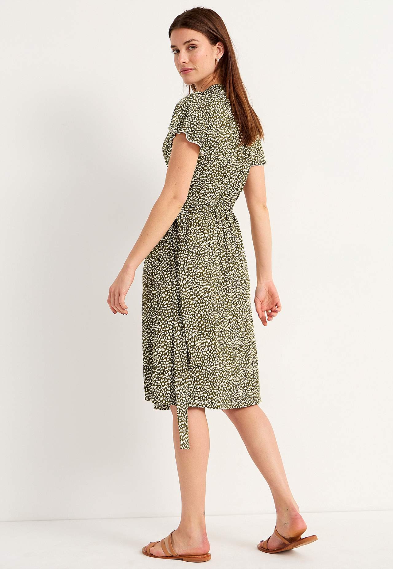 Gemustertes Front-Wickelkleid aus Jersey