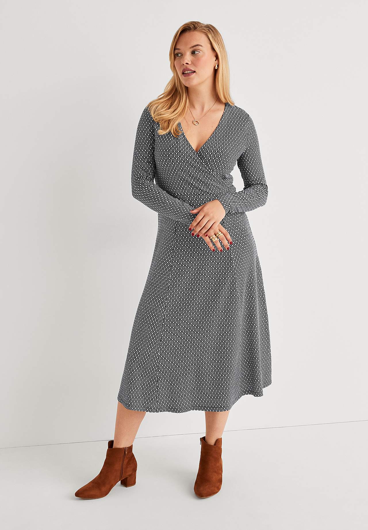 Gemustertes Front-Wickelkleid aus Jersey Elina