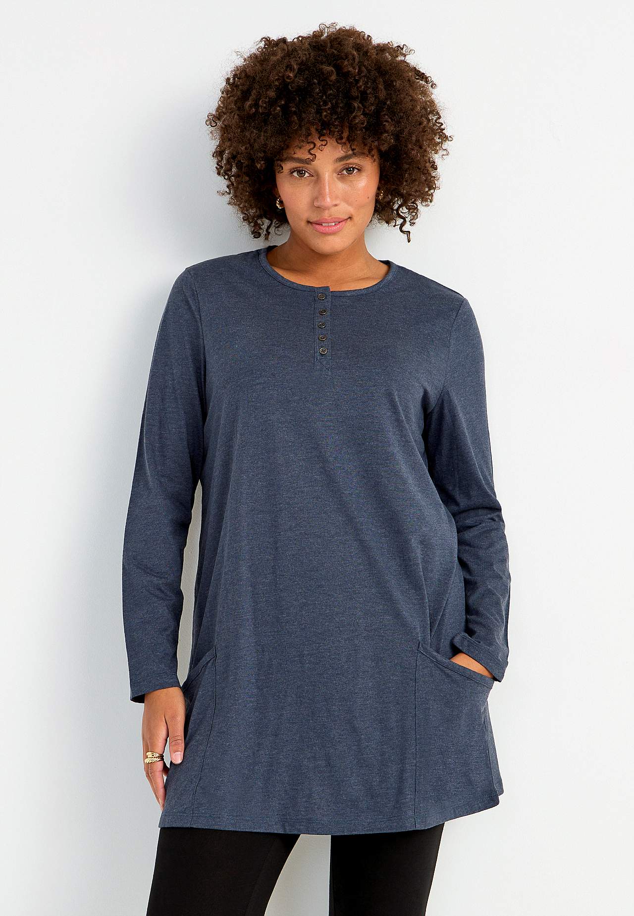 Langärmlige Jersey-Tunika mit Taschen Hilda