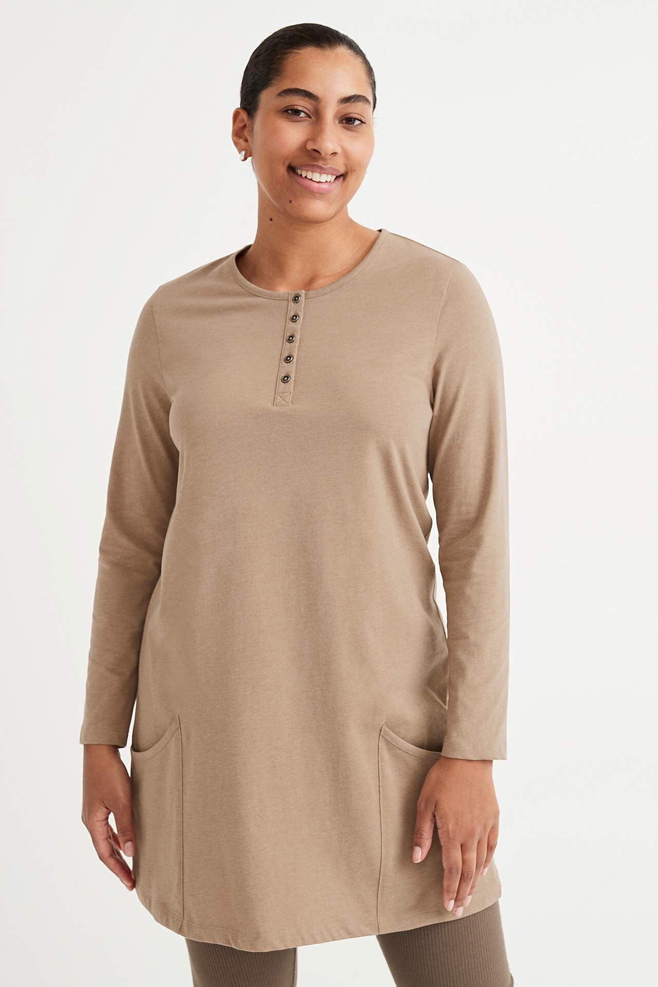 Langärmlige Jersey-Tunika mit Taschen Hilda