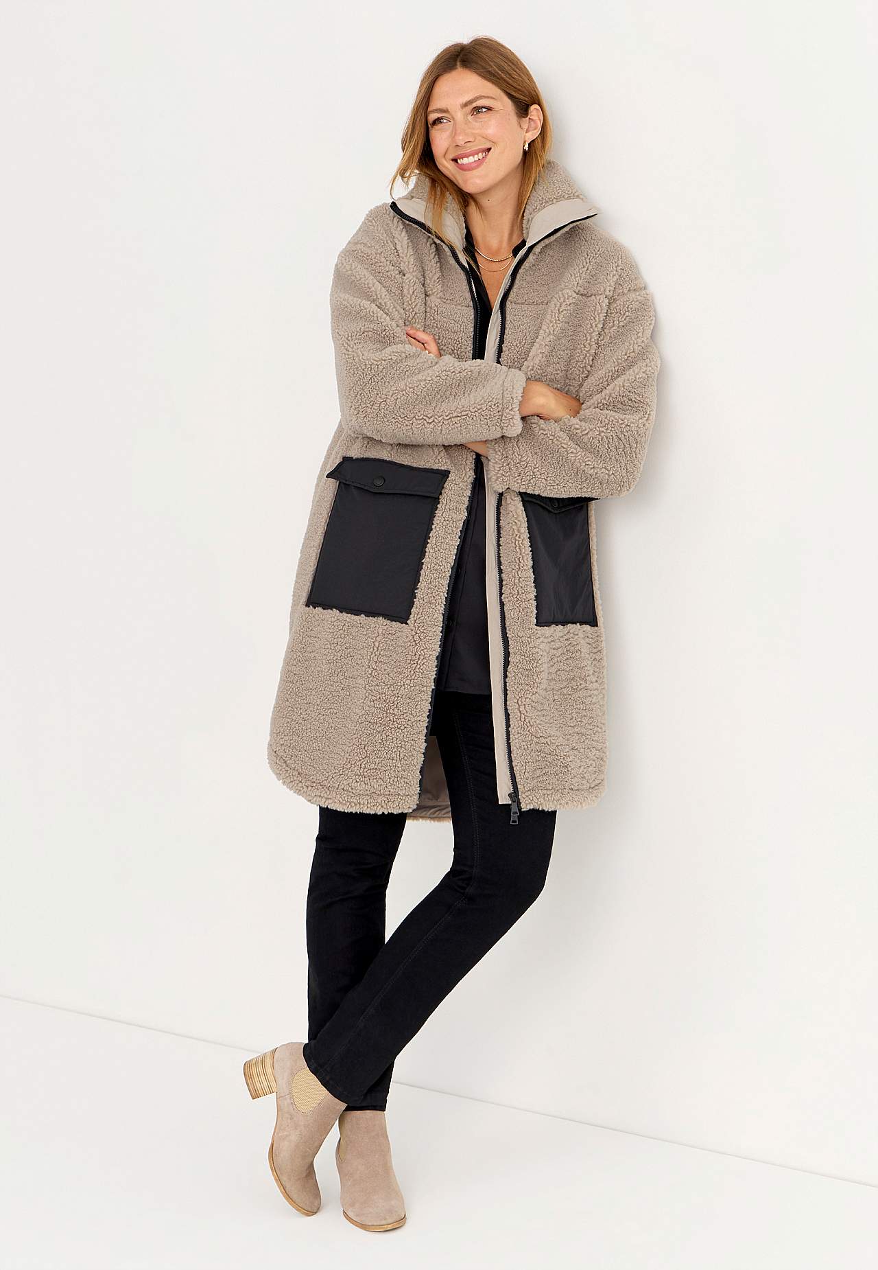 Fleecejacke mit hohem Kragen