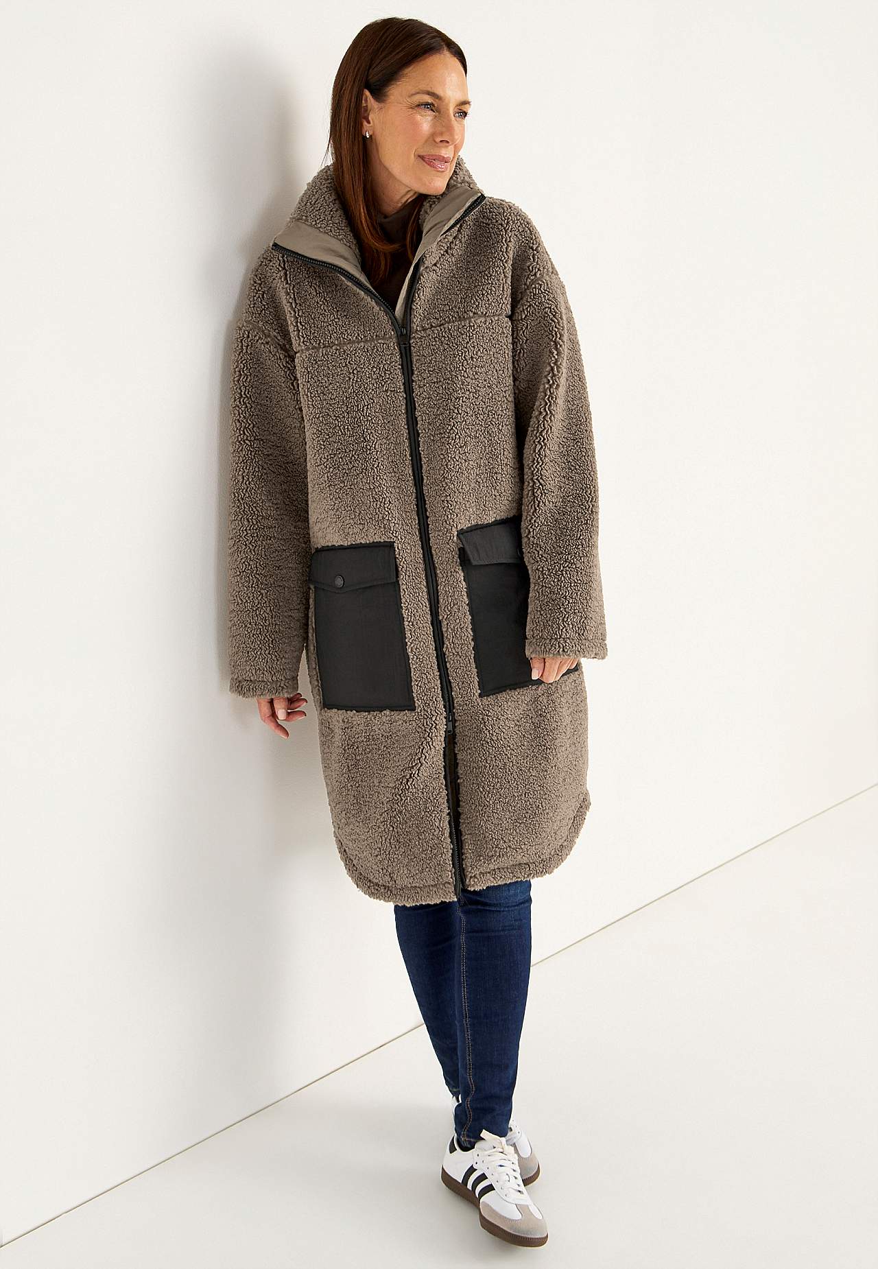 Fleecejacke mit hohem Kragen