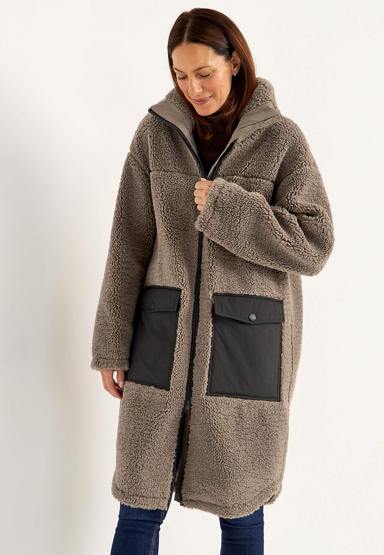 Fleecejacke mit hohem Kragen