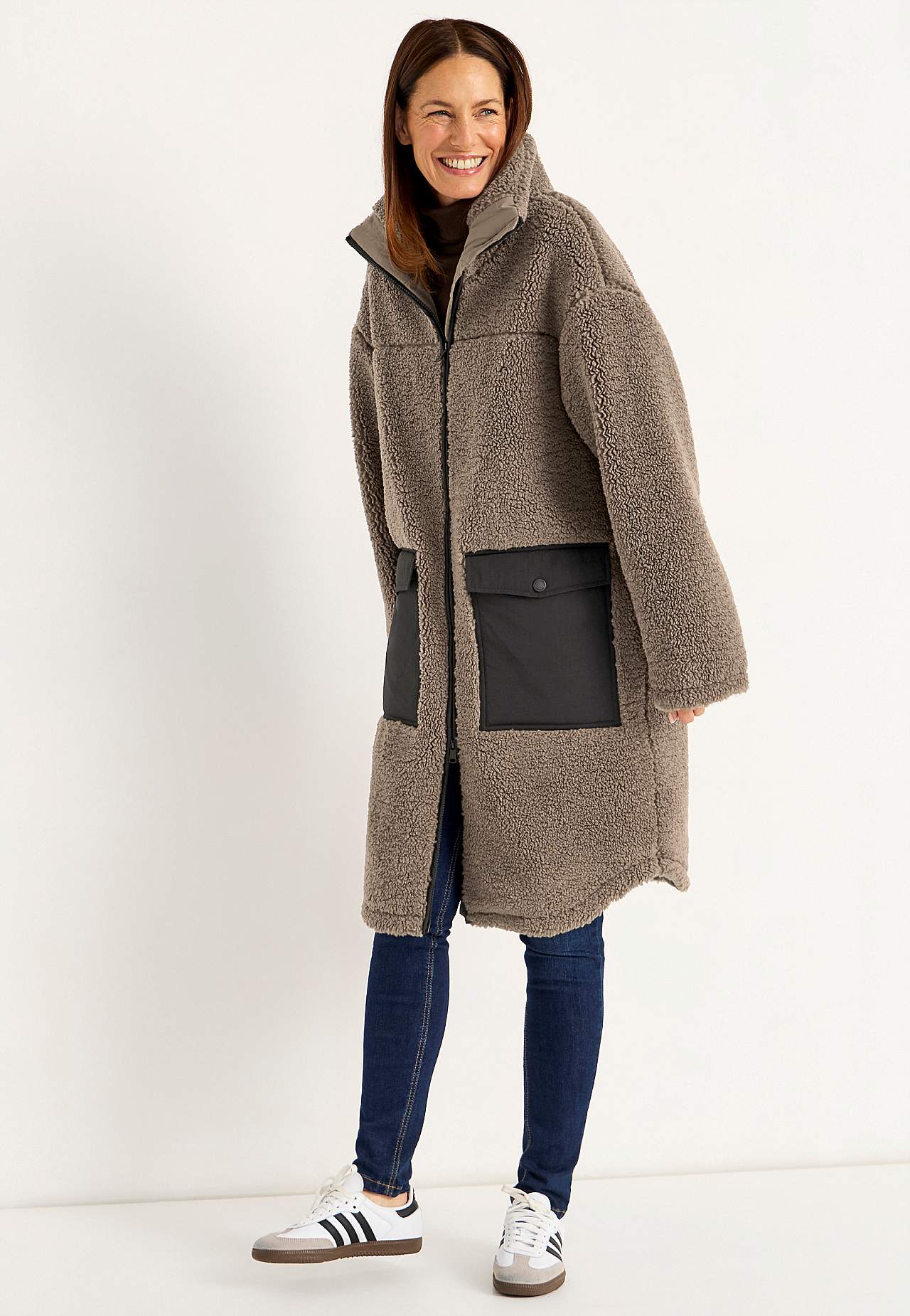 Fleecejacke mit hohem Kragen