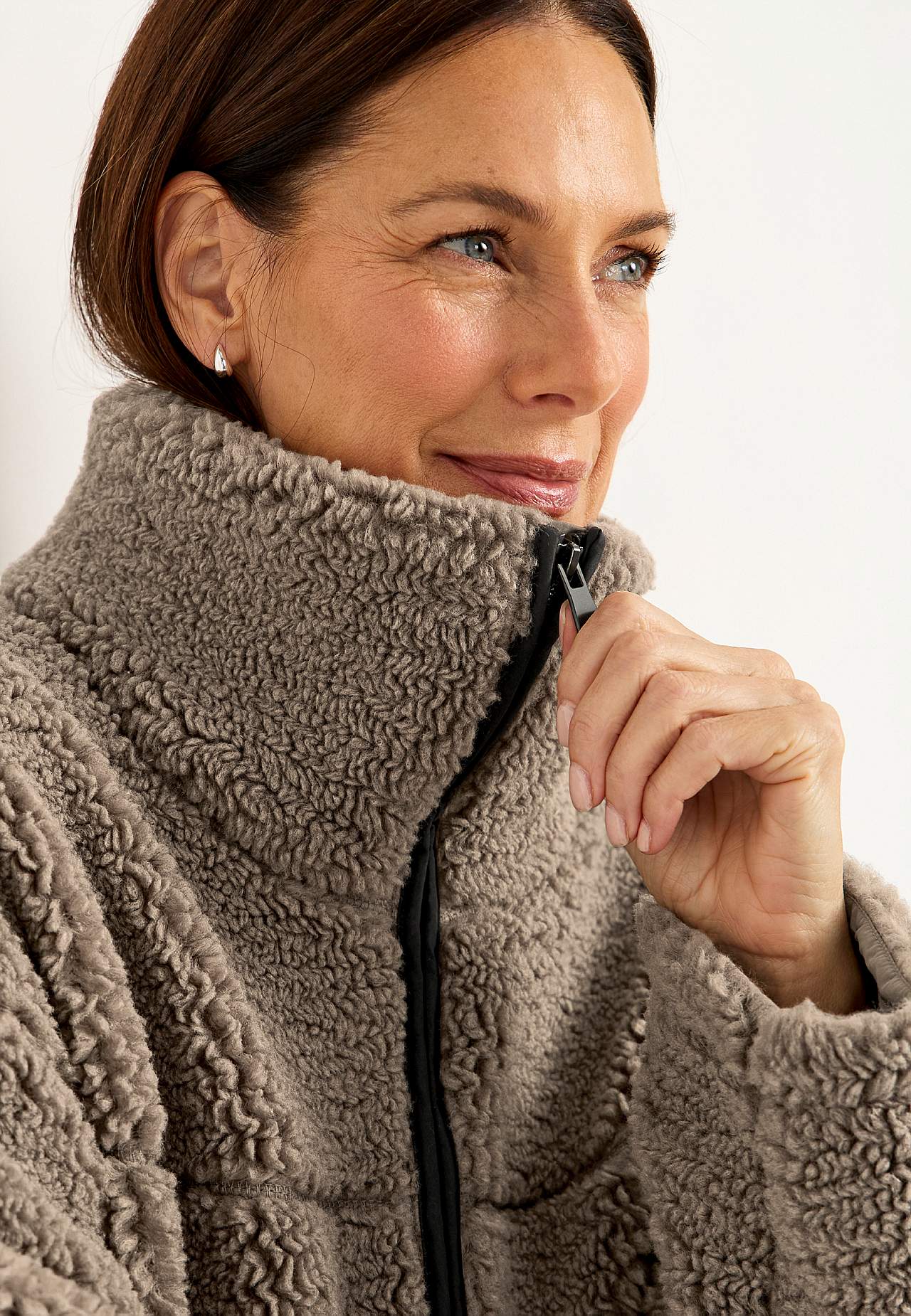 Fleecejacke mit hohem Kragen