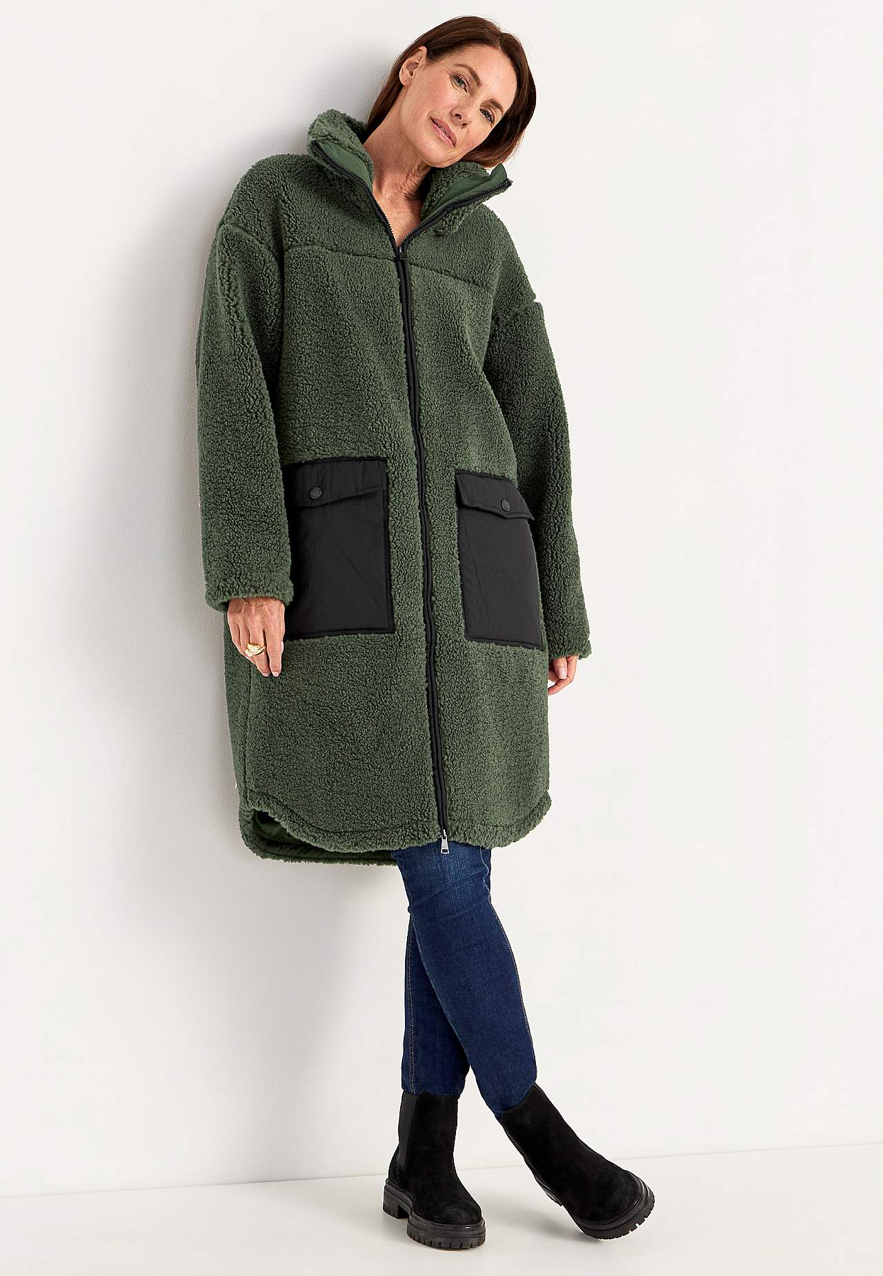 Fleecejacke mit hohem Kragen